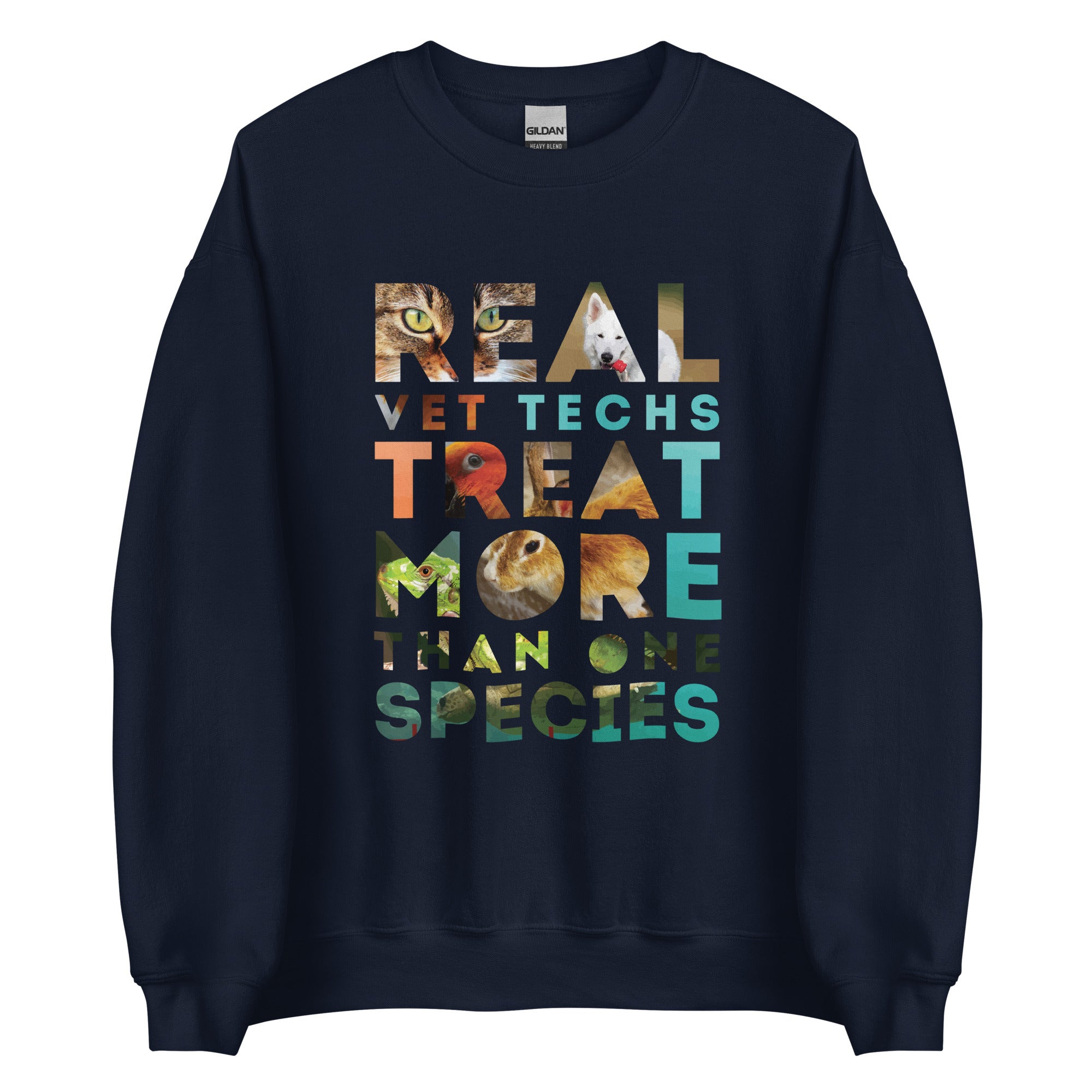 Real vet techs treat more than one species Unisex Crewneck Sweatshirt