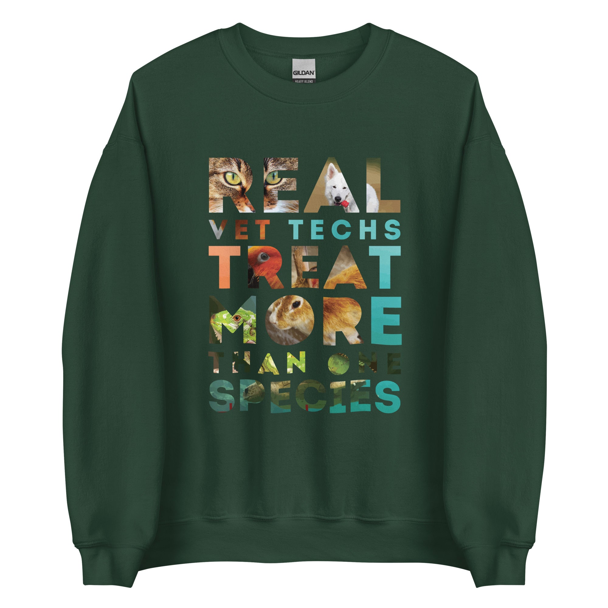 Real vet techs treat more than one species Unisex Crewneck Sweatshirt
