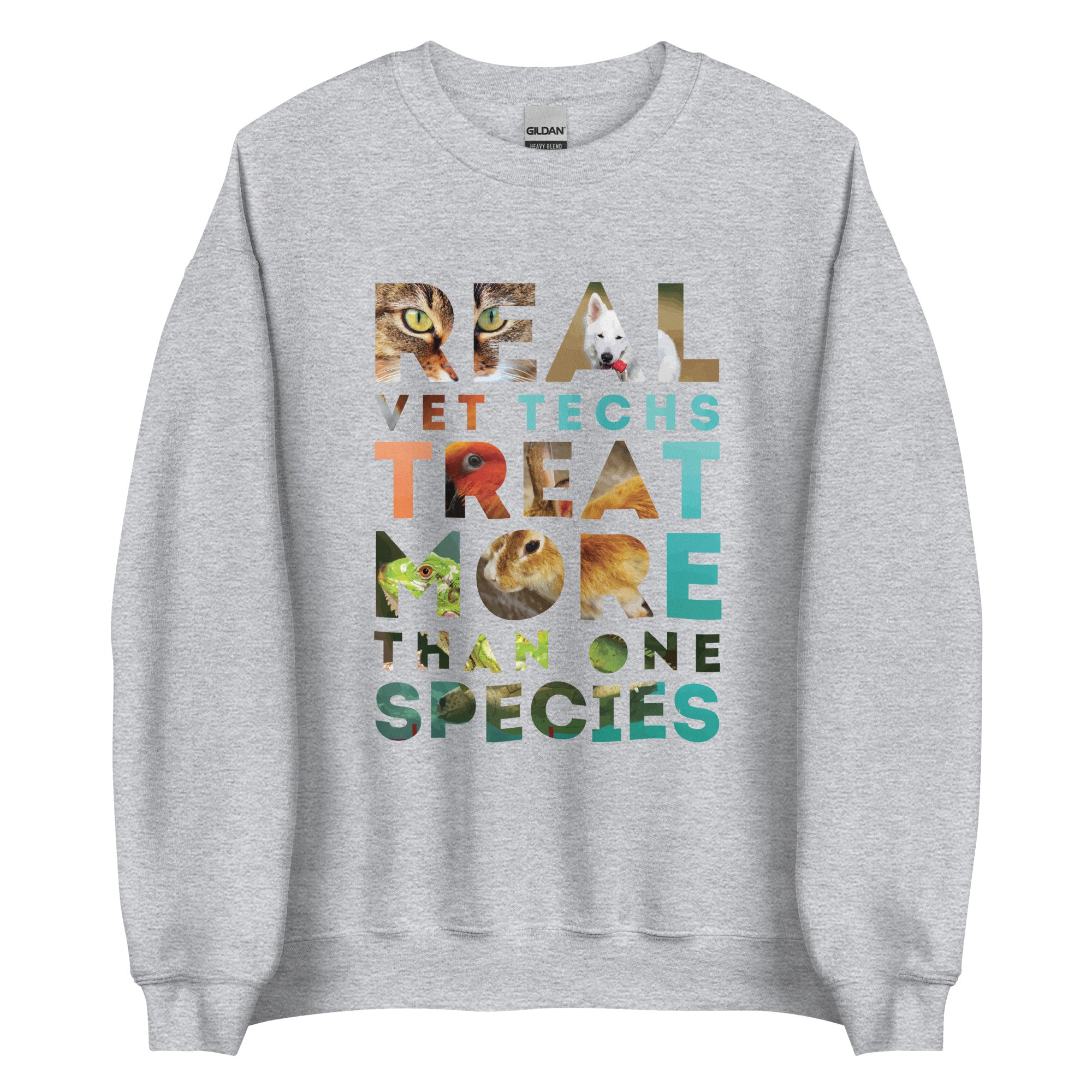 Real vet techs treat more than one species Unisex Crewneck Sweatshirt