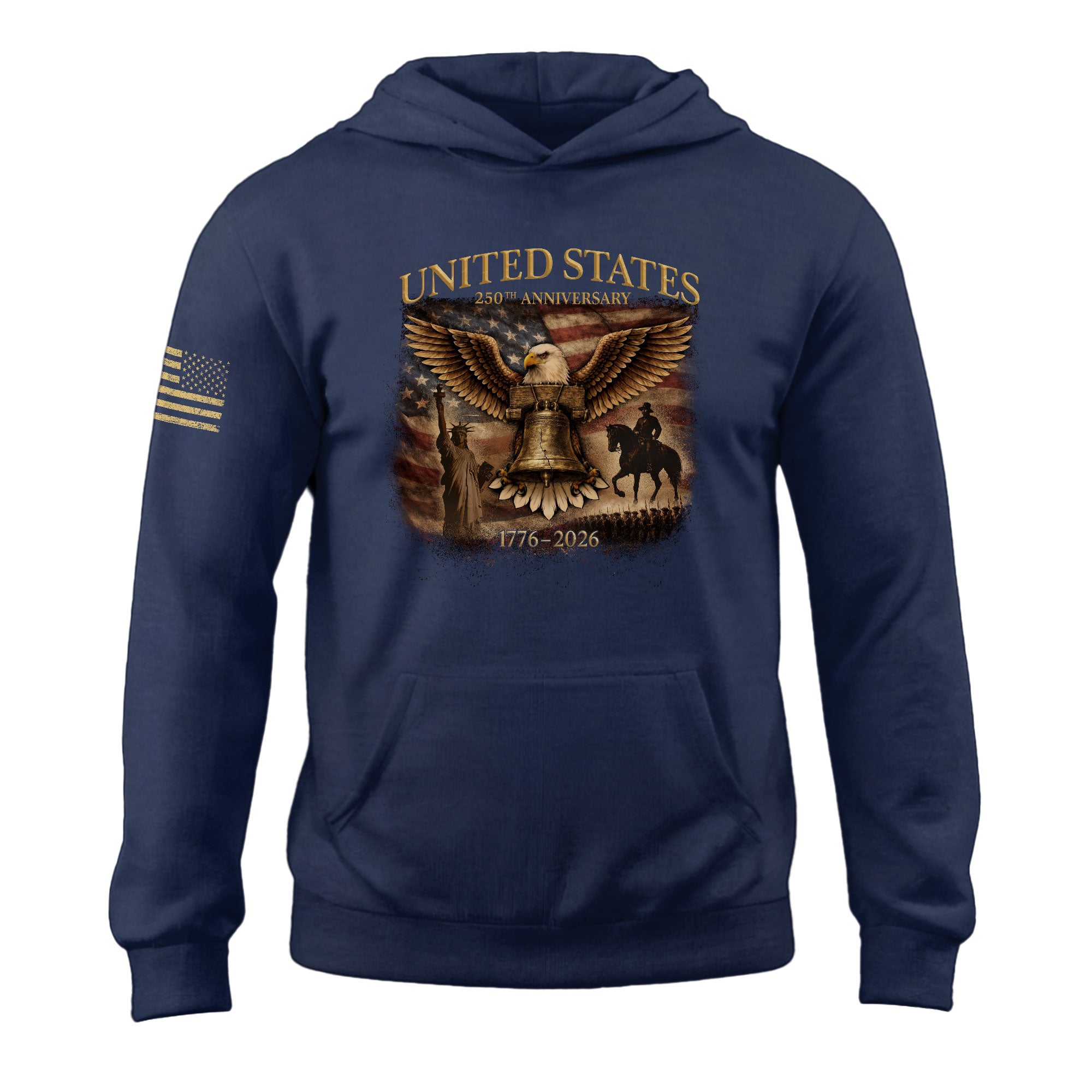 USA 250th Anniversary Hoodie 1776-2026 Eagle Liberty Bell Statue of Liberty Patriotic