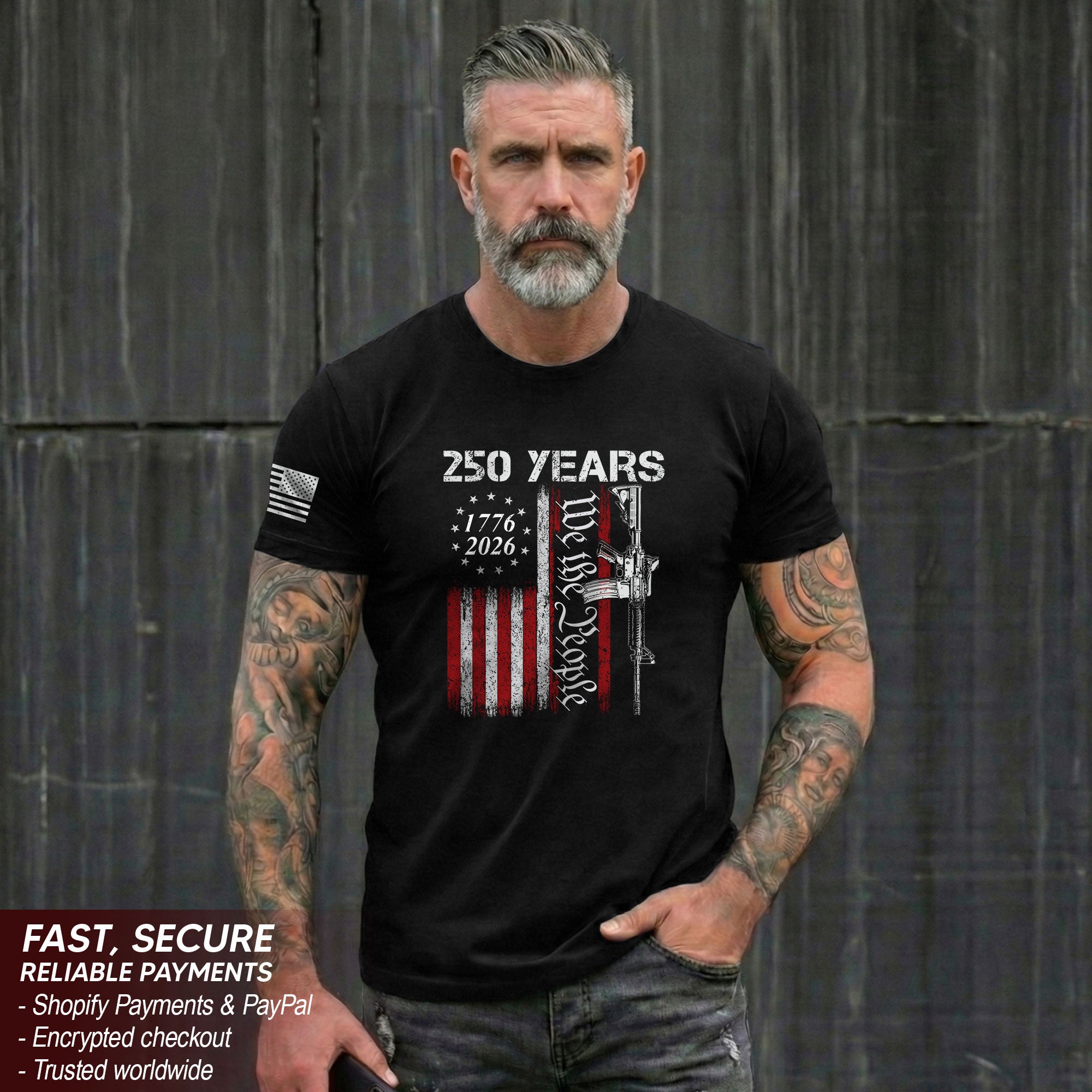 We The People 250 Years T-Shirt Vintage USA Flag 1776-2026 Independence Tee