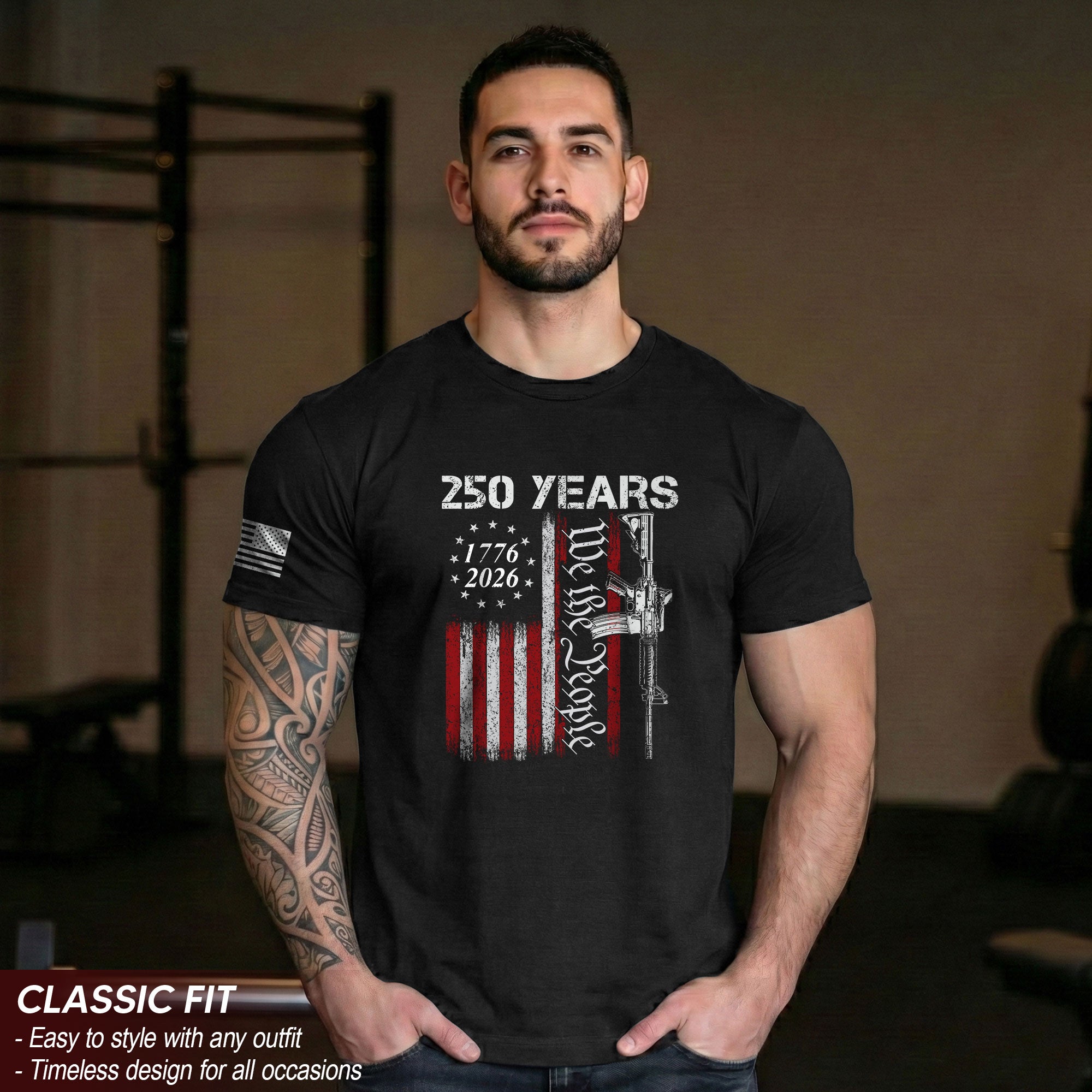 We The People 250 Years T-Shirt Vintage USA Flag 1776-2026 Independence Tee