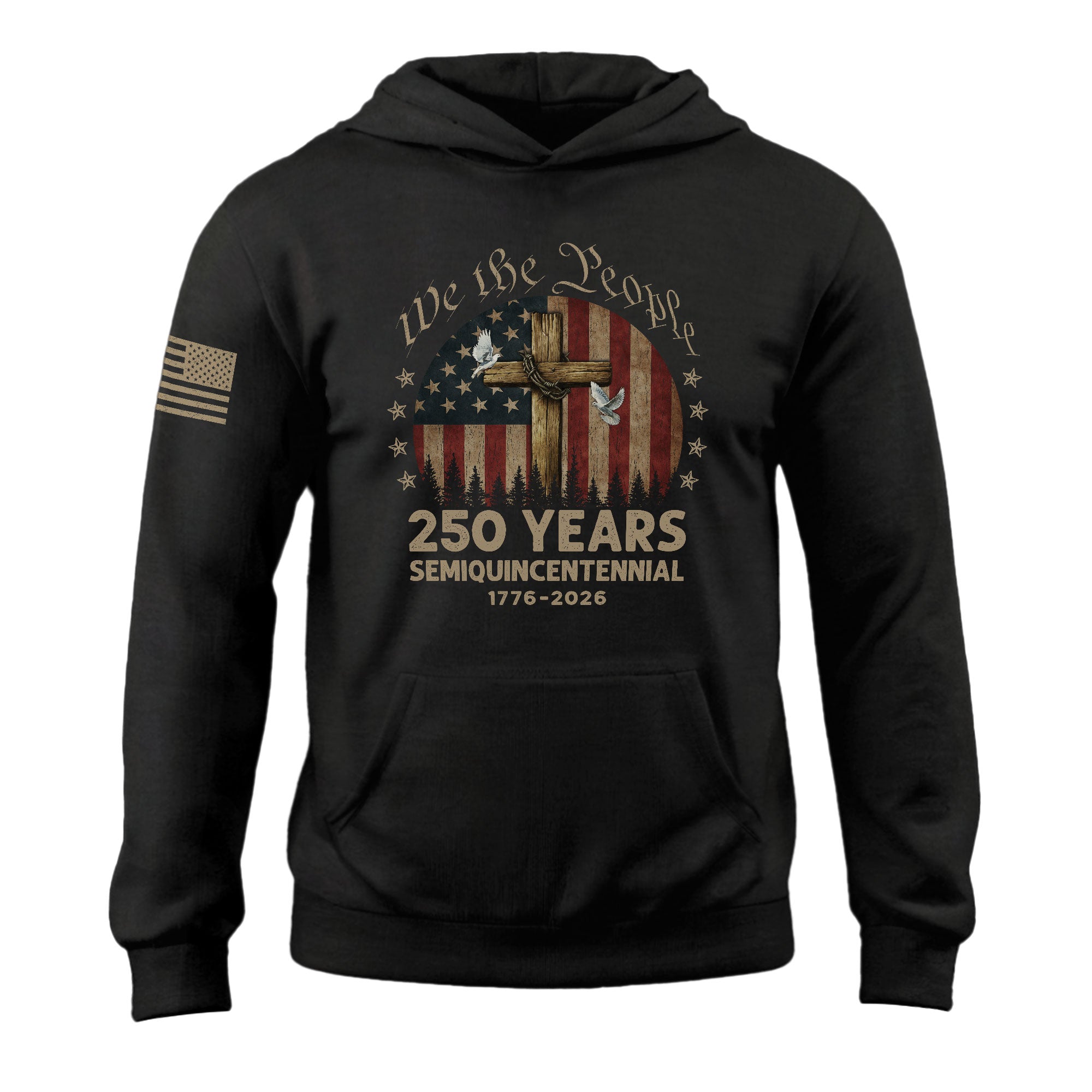 1776-2026 Patriotic Christian Hoodie USA 250th Anniversary Freedom Celebration