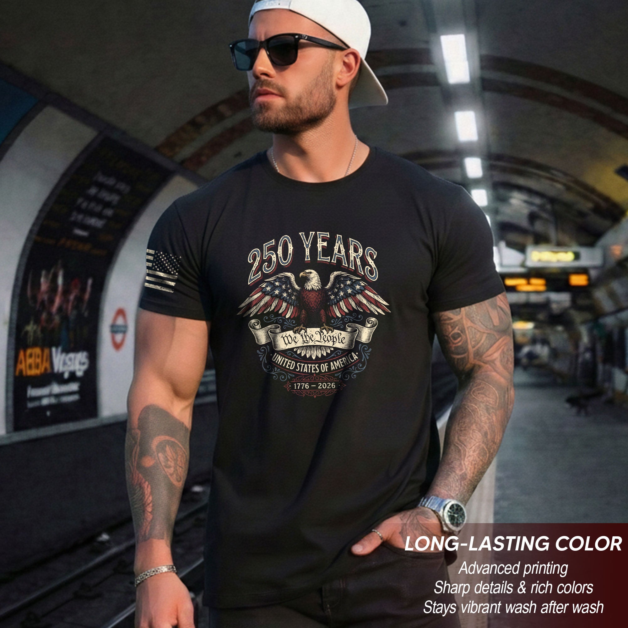 250 Years America Anniversary T-Shirt 1776-2026 American Eagle Past Present Design