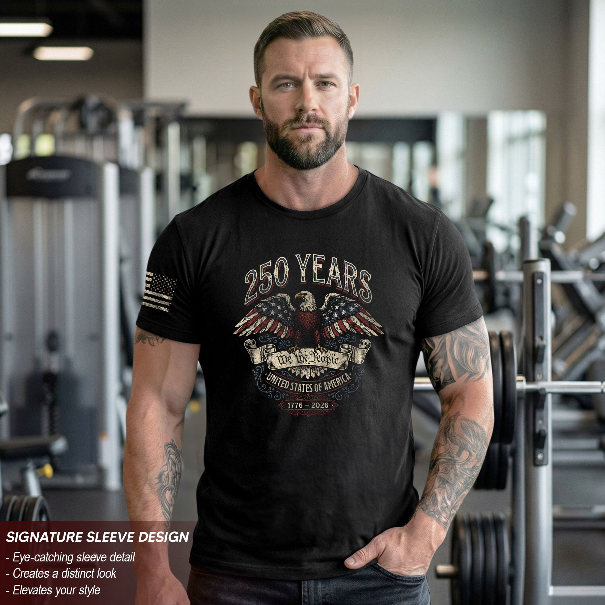 250 Years America Anniversary T-Shirt 1776-2026 American Eagle Past Present Design