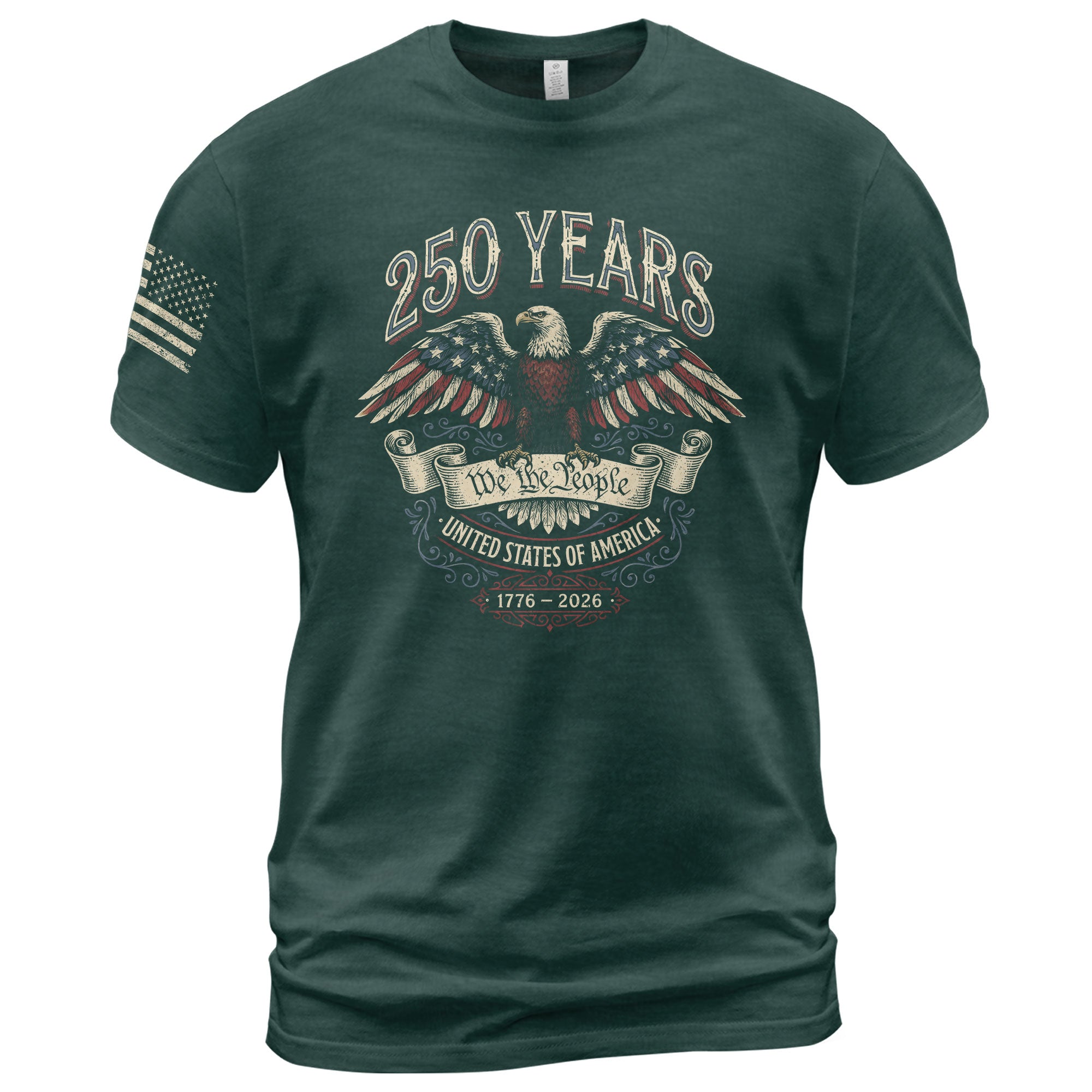 250 Years America Anniversary T-Shirt 1776-2026 American Eagle Past Present Design