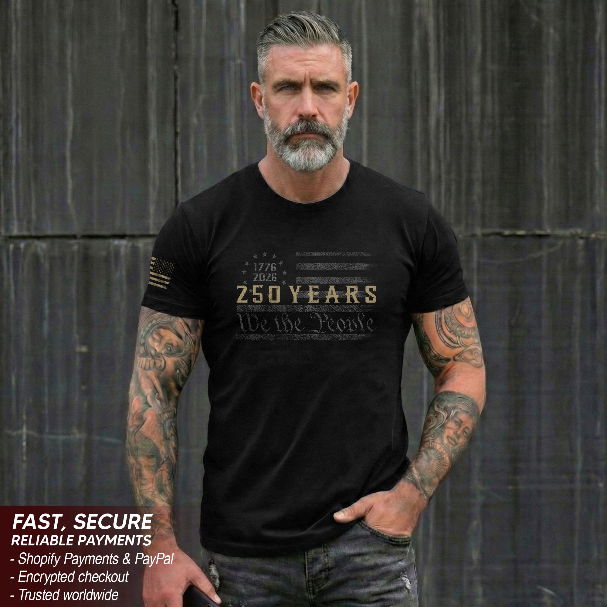 250 Years American Freedom T-Shirt Minimal USA Flag 1776-2026 Tee