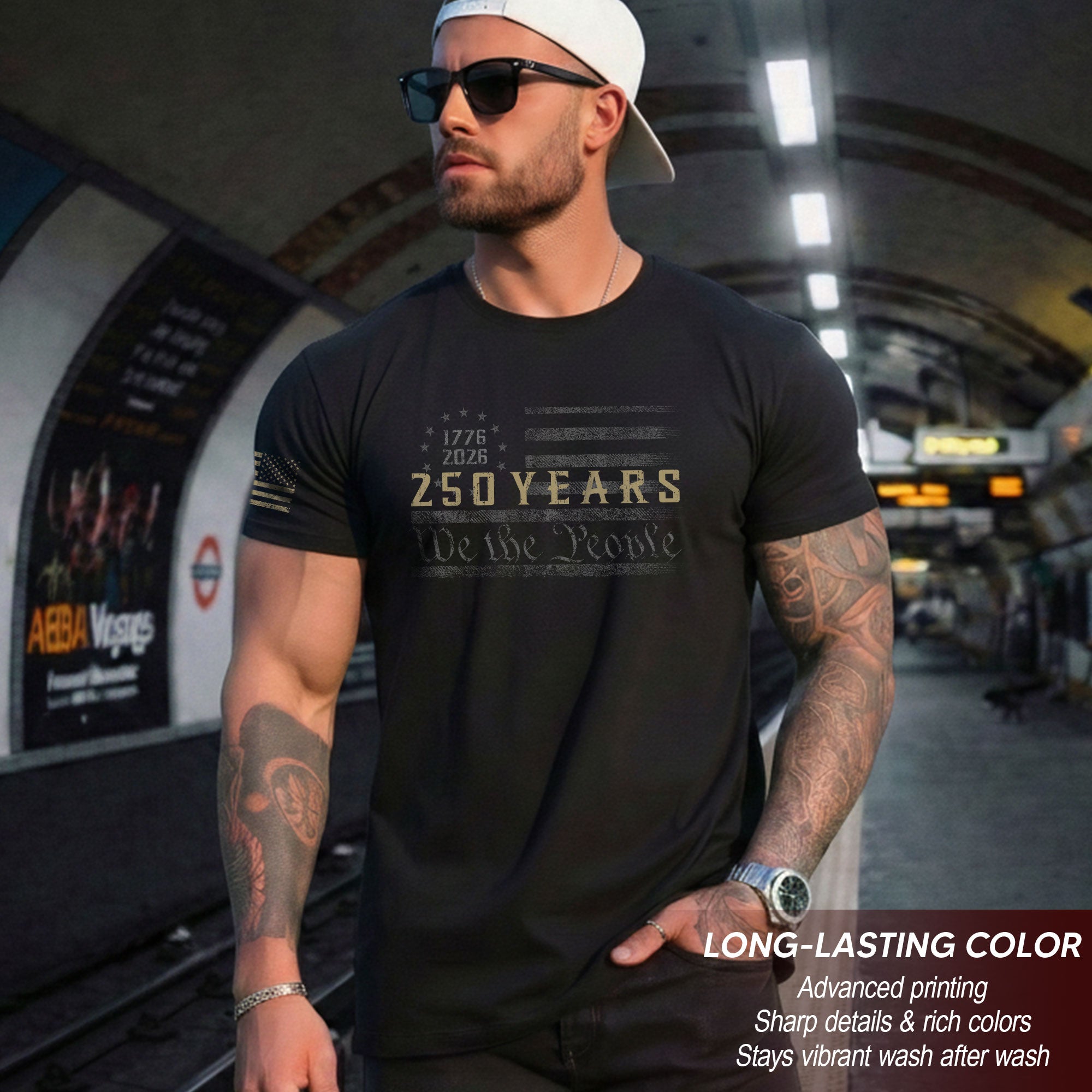 250 Years American Freedom T-Shirt Minimal USA Flag 1776-2026 Tee