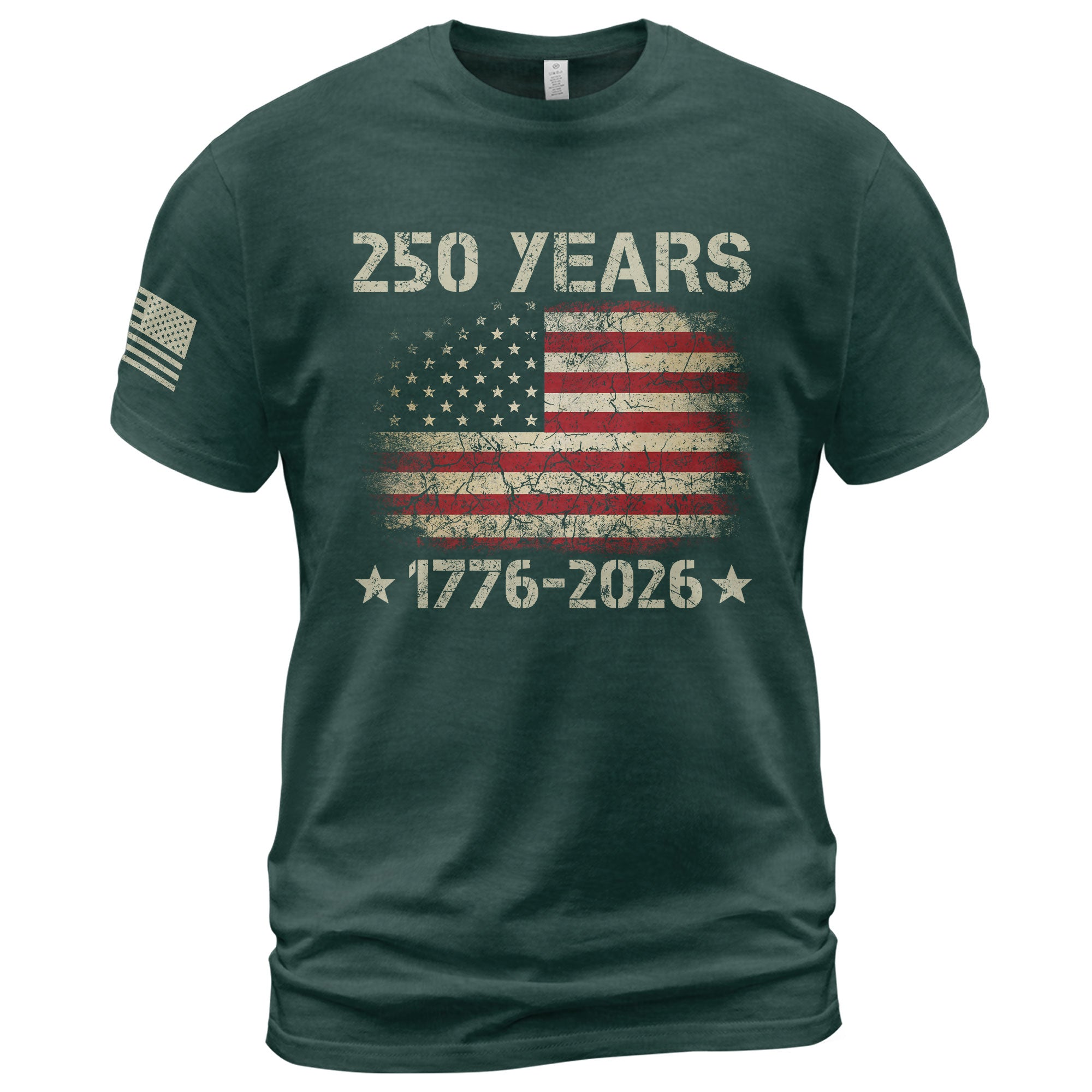 250 Years American Independence T-Shirt 1776-2026 Vintage USA Flag Patriotic Graphic