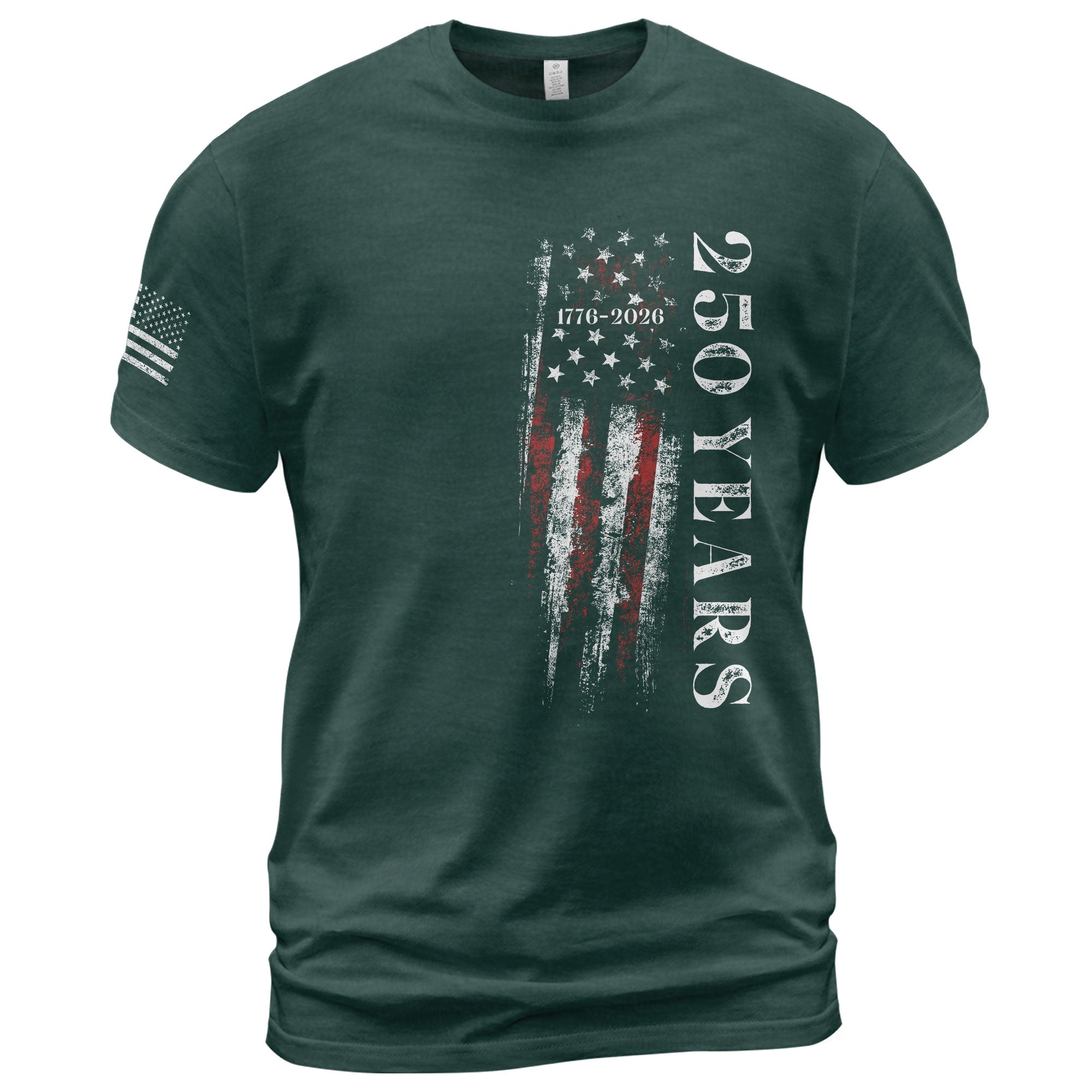 250 Years Vertical American Flag T-Shirt Vintage USA Independence 1776-2026