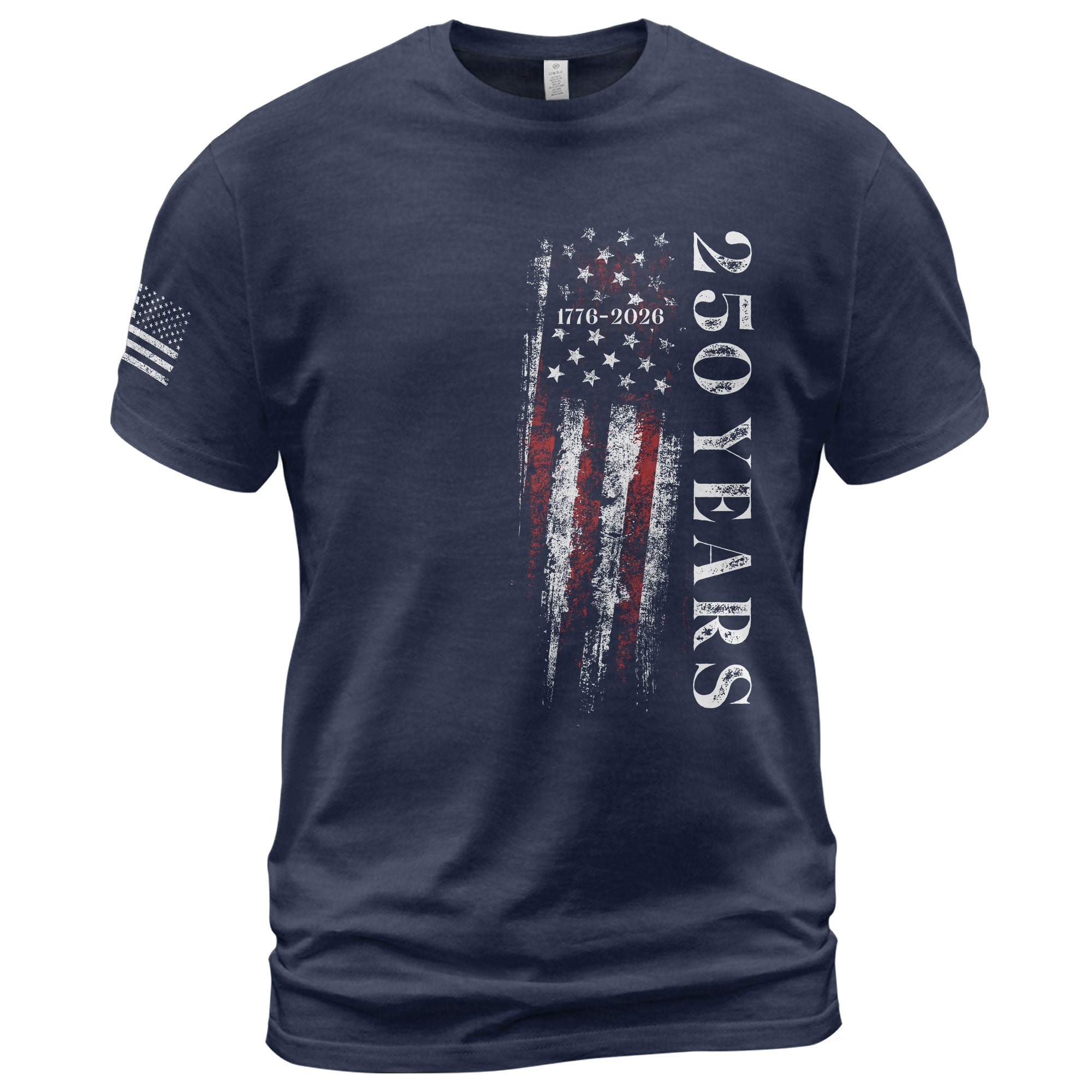 250 Years Vertical American Flag T-Shirt Vintage USA Independence 1776-2026