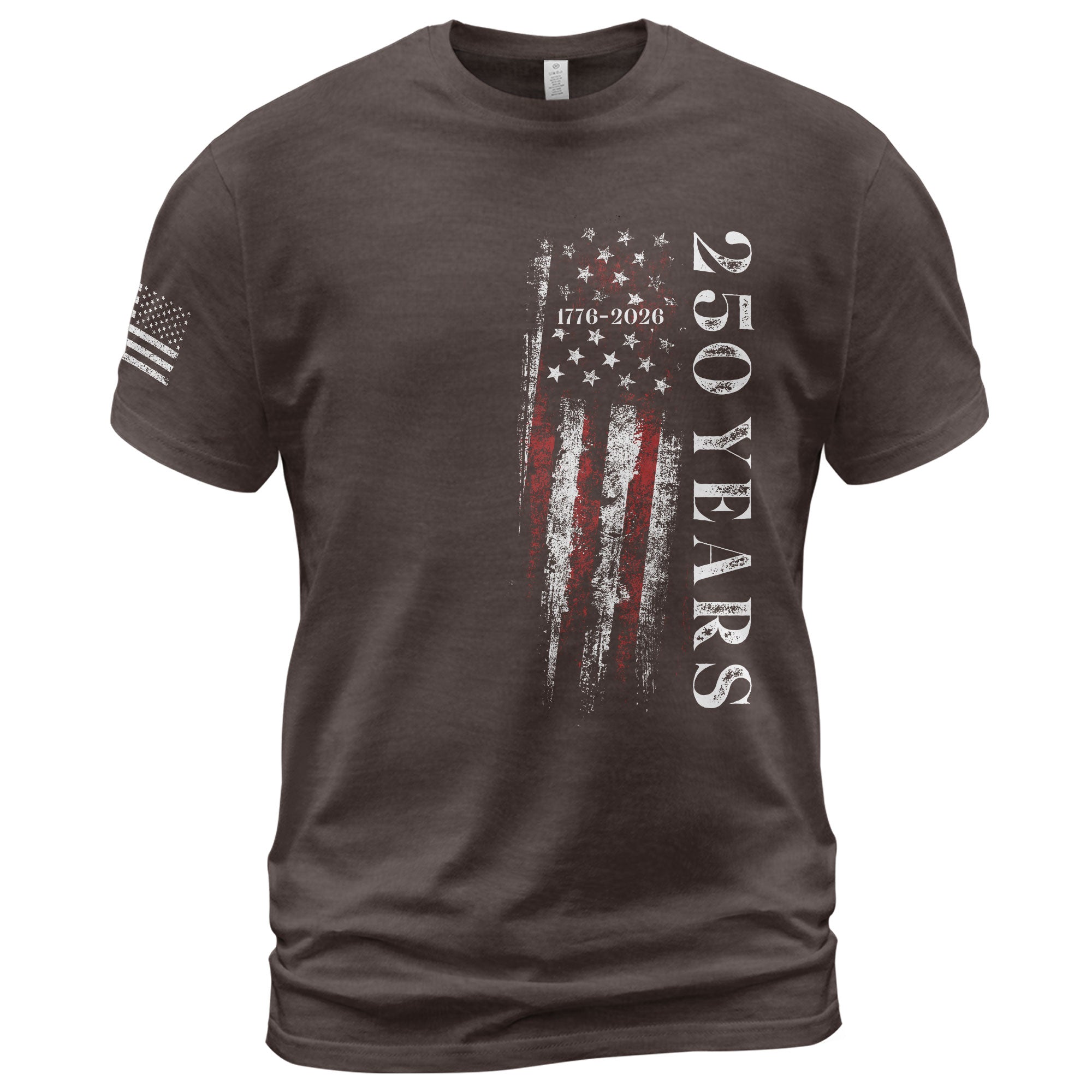 250 Years Vertical American Flag T-Shirt Vintage USA Independence 1776-2026