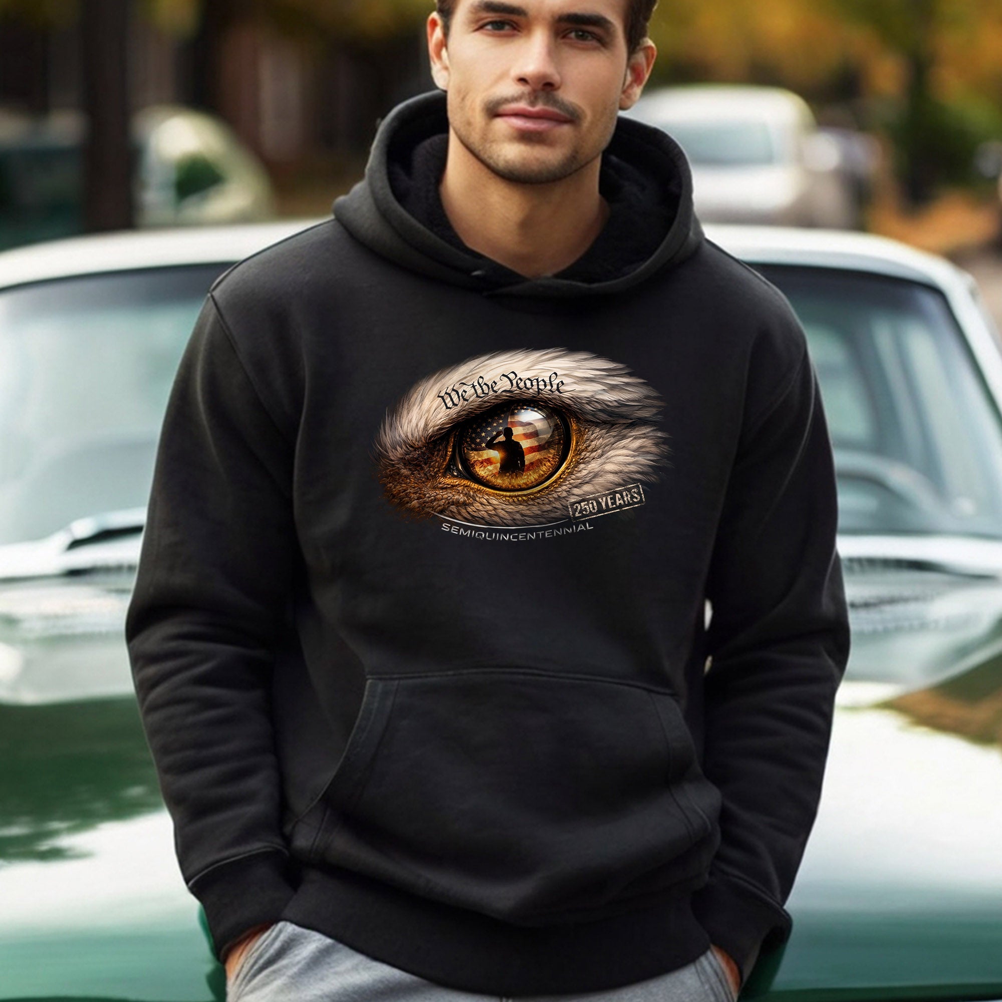 250 Years We The People Patriotic Eagle Eye Graphic Hoodie