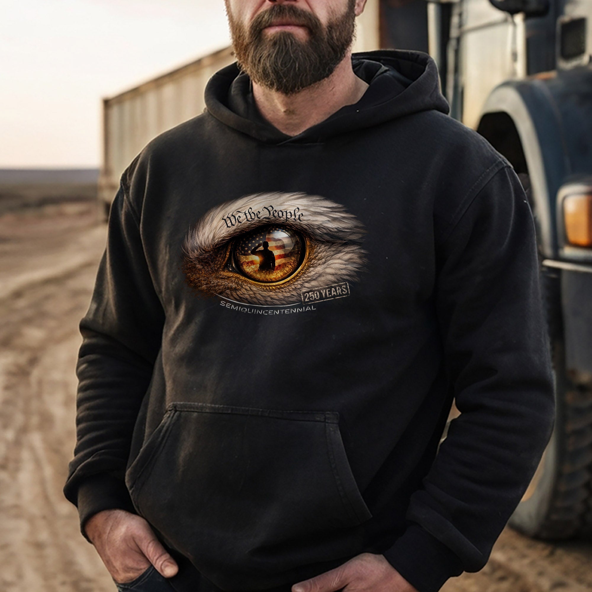 250 Years We The People Patriotic Eagle Eye Graphic Hoodie