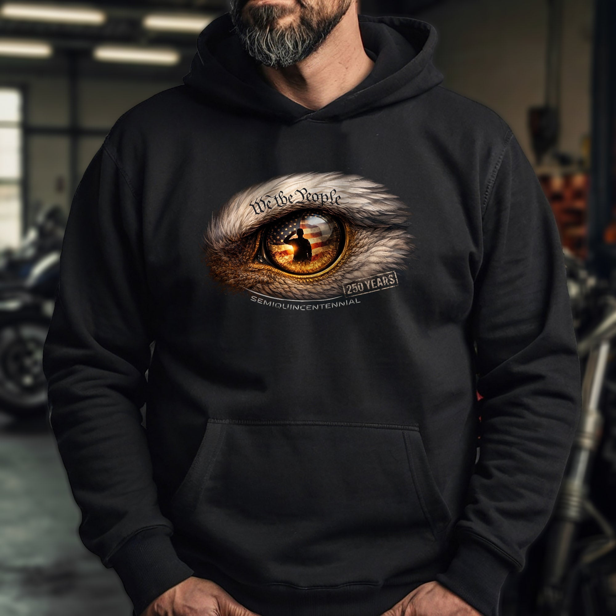 250 Years We The People Patriotic Eagle Eye Graphic Hoodie