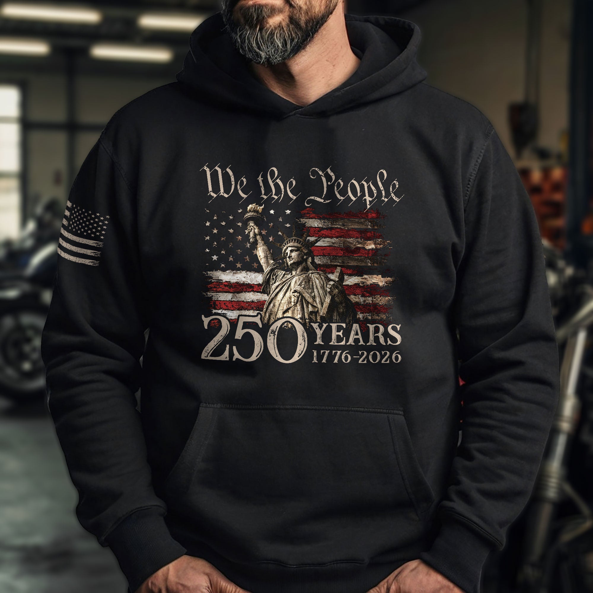 250th Anniversary USA Hoodie 1776-2026 Patriotic American Flag Pullover