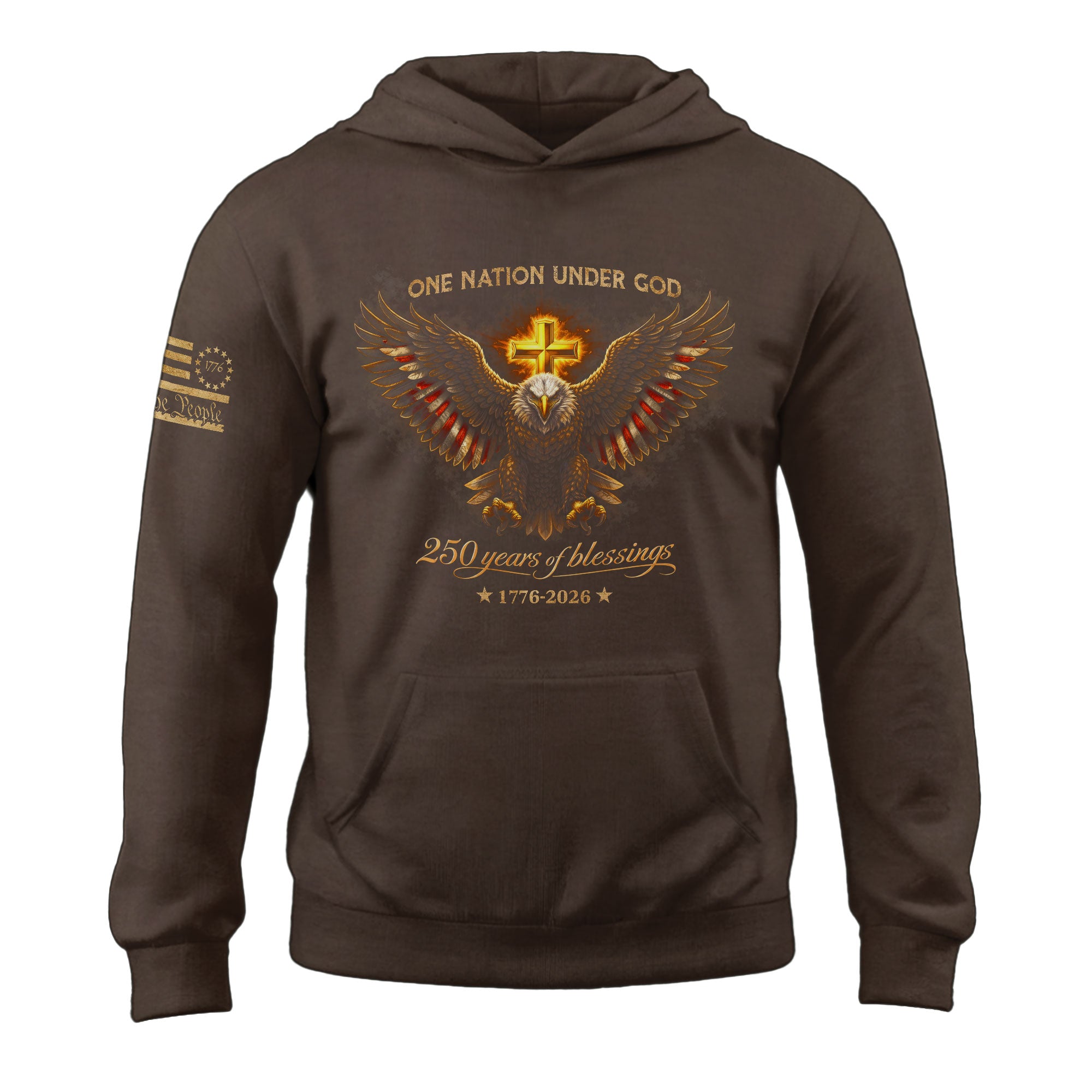 America 250th Anniversary Hoodie 1776-2026 Eagle Cross Design