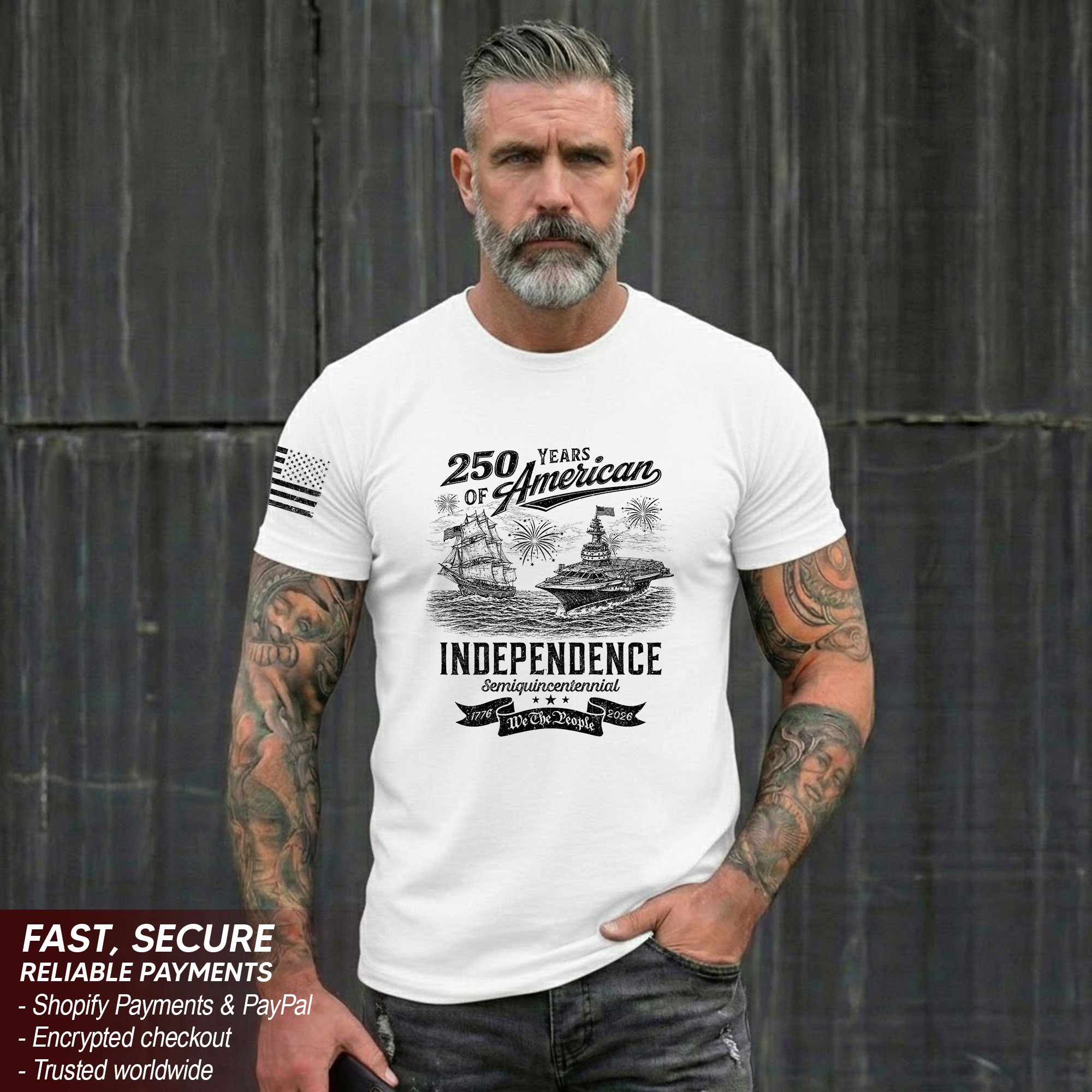 Men's 250th America Freedom Journey Patriotic T-Shirt