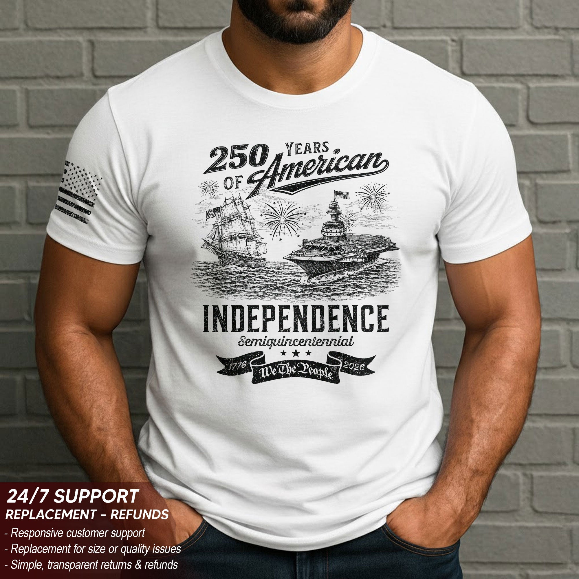 Men's 250th America Freedom Journey Patriotic T-Shirt