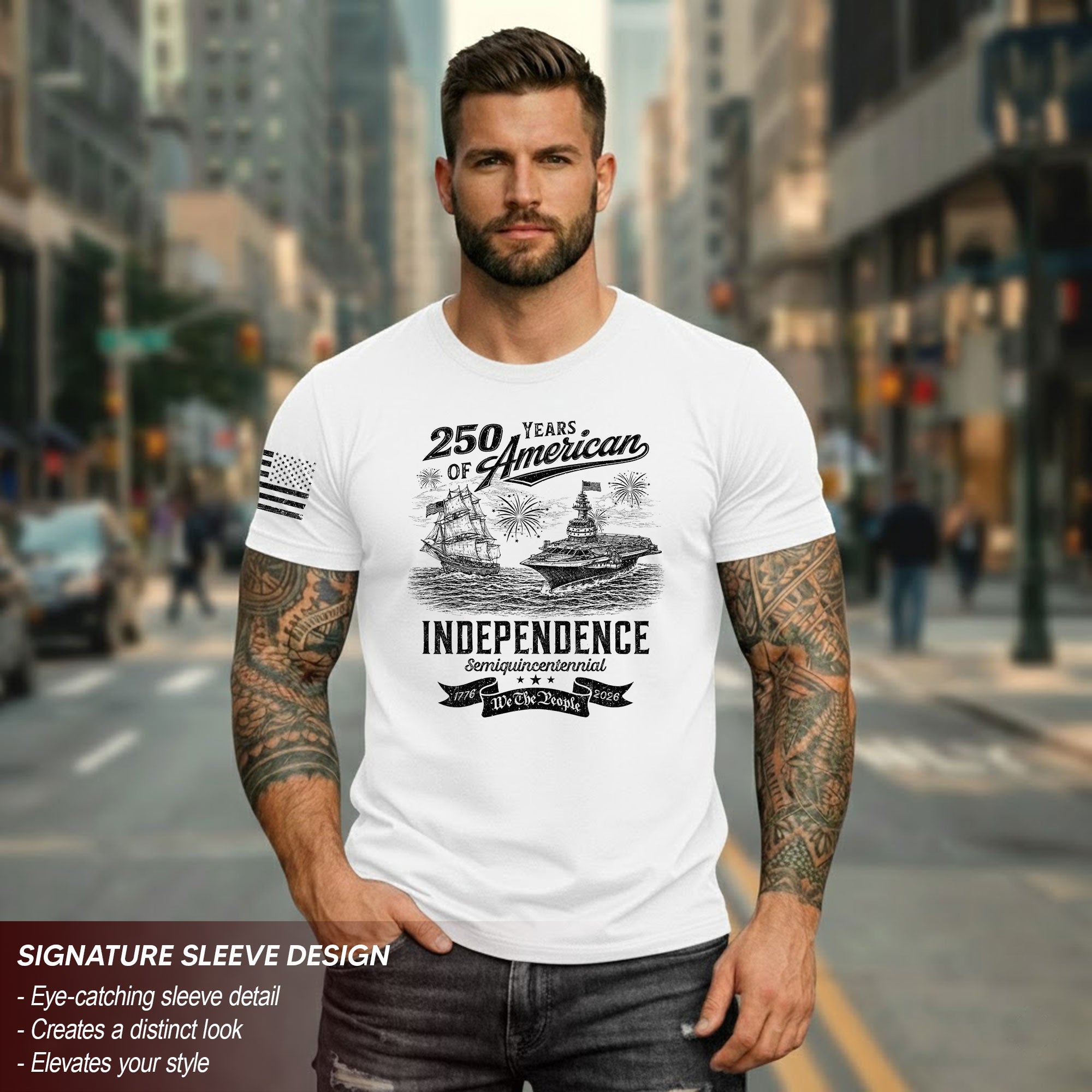 Men's 250th America Freedom Journey Patriotic T-Shirt