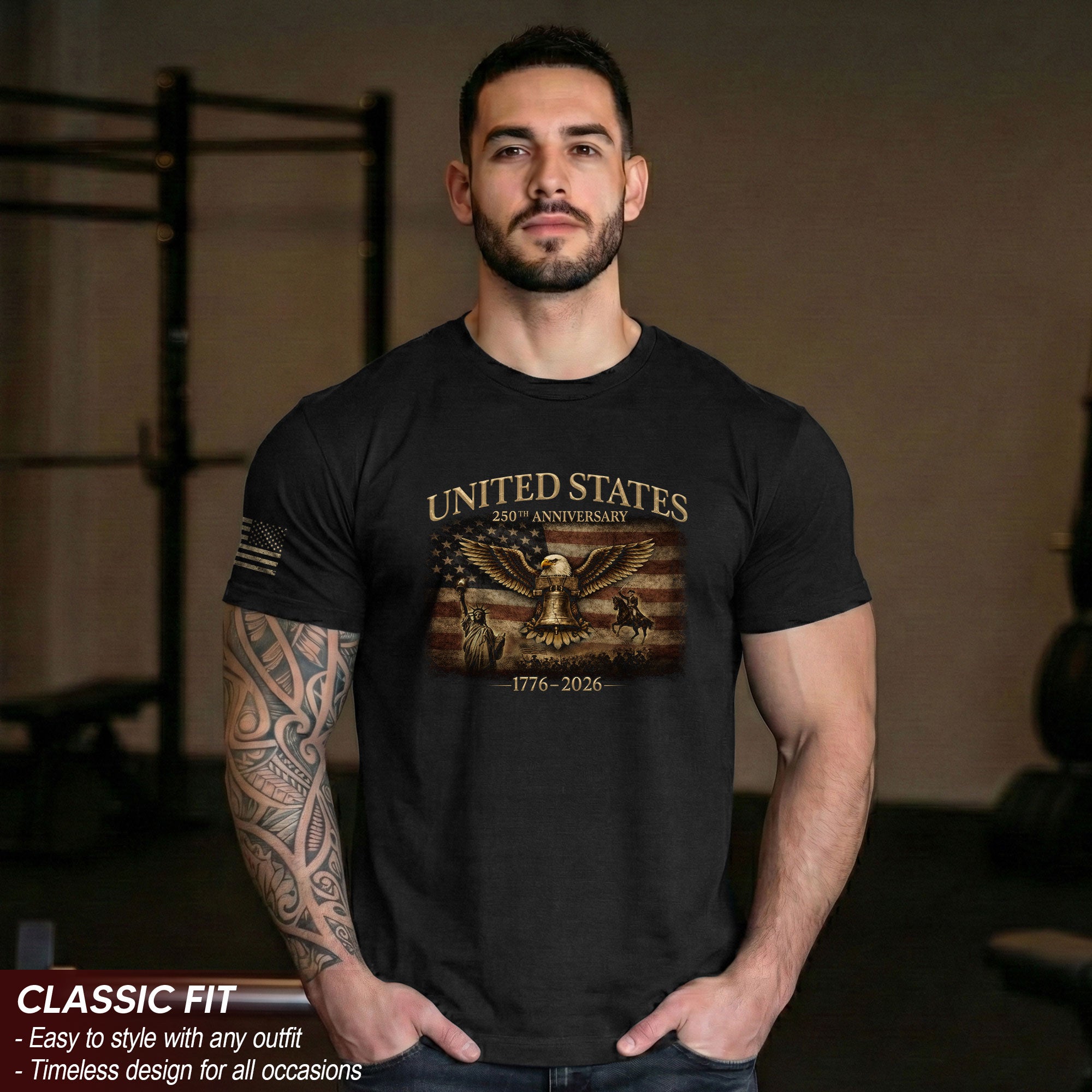 United States 250 Years of Freedom Patriotic T-Shirt 1776-2026 American Heritage