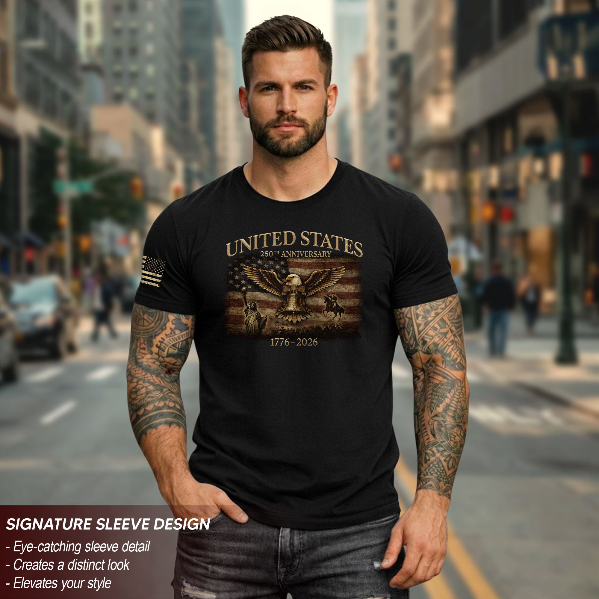 United States 250 Years of Freedom Patriotic T-Shirt 1776-2026 American Heritage