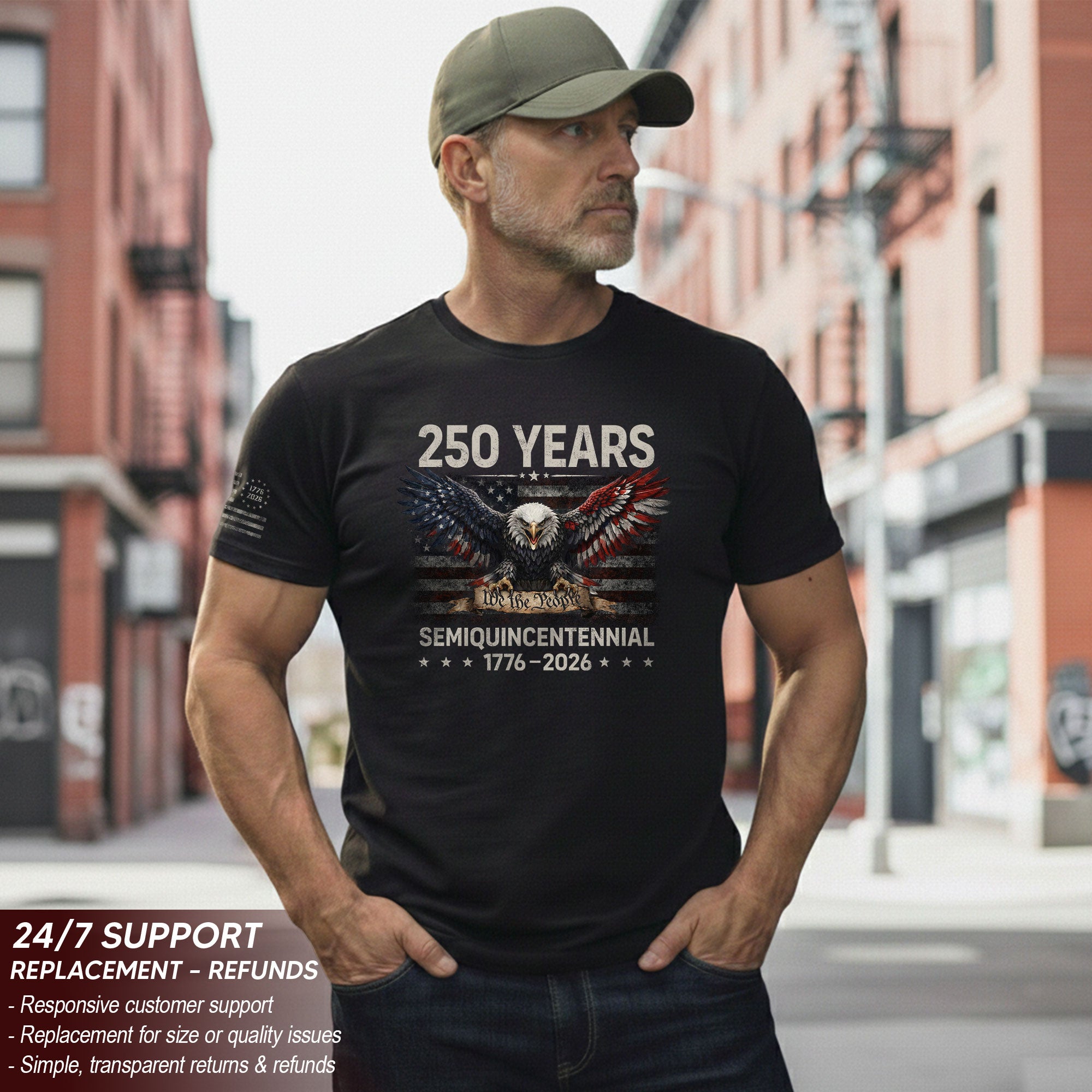 USA 1776-2026 250th Anniversary T-Shirt with Eagle Spirit of Freedom