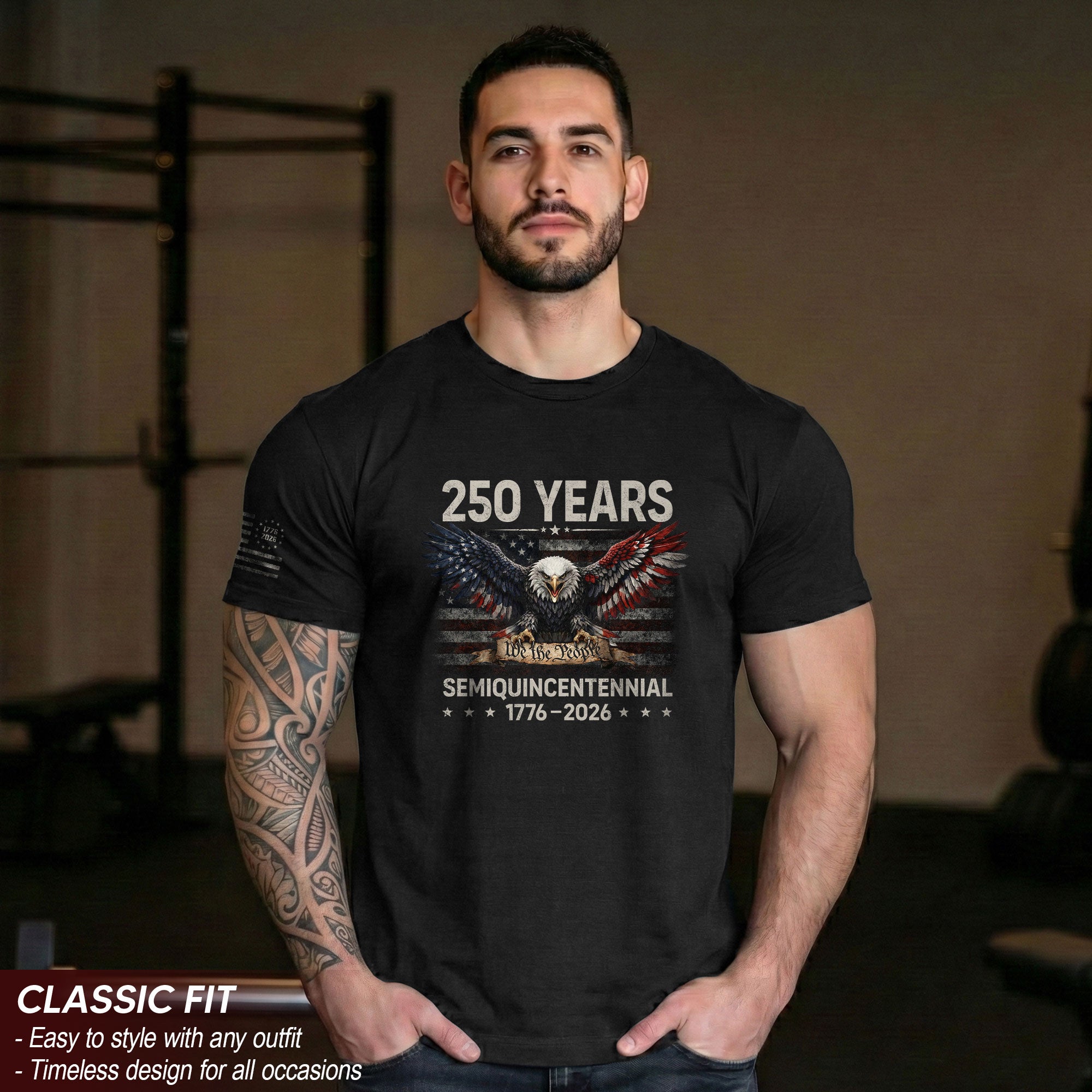 USA 1776-2026 250th Anniversary T-Shirt with Eagle Spirit of Freedom