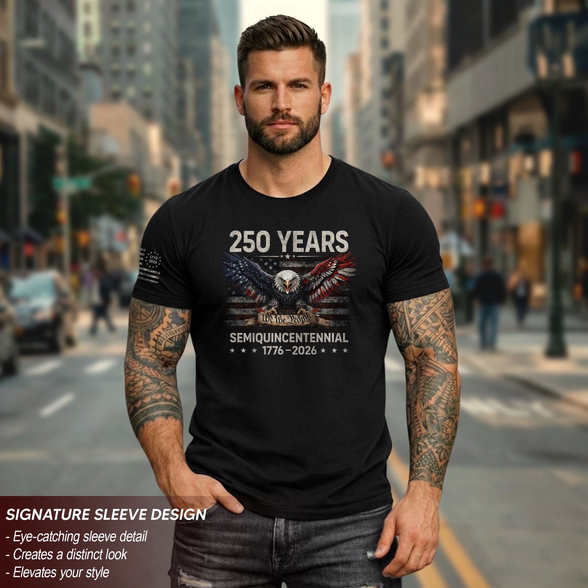 USA 1776-2026 250th Anniversary T-Shirt with Eagle Spirit of Freedom