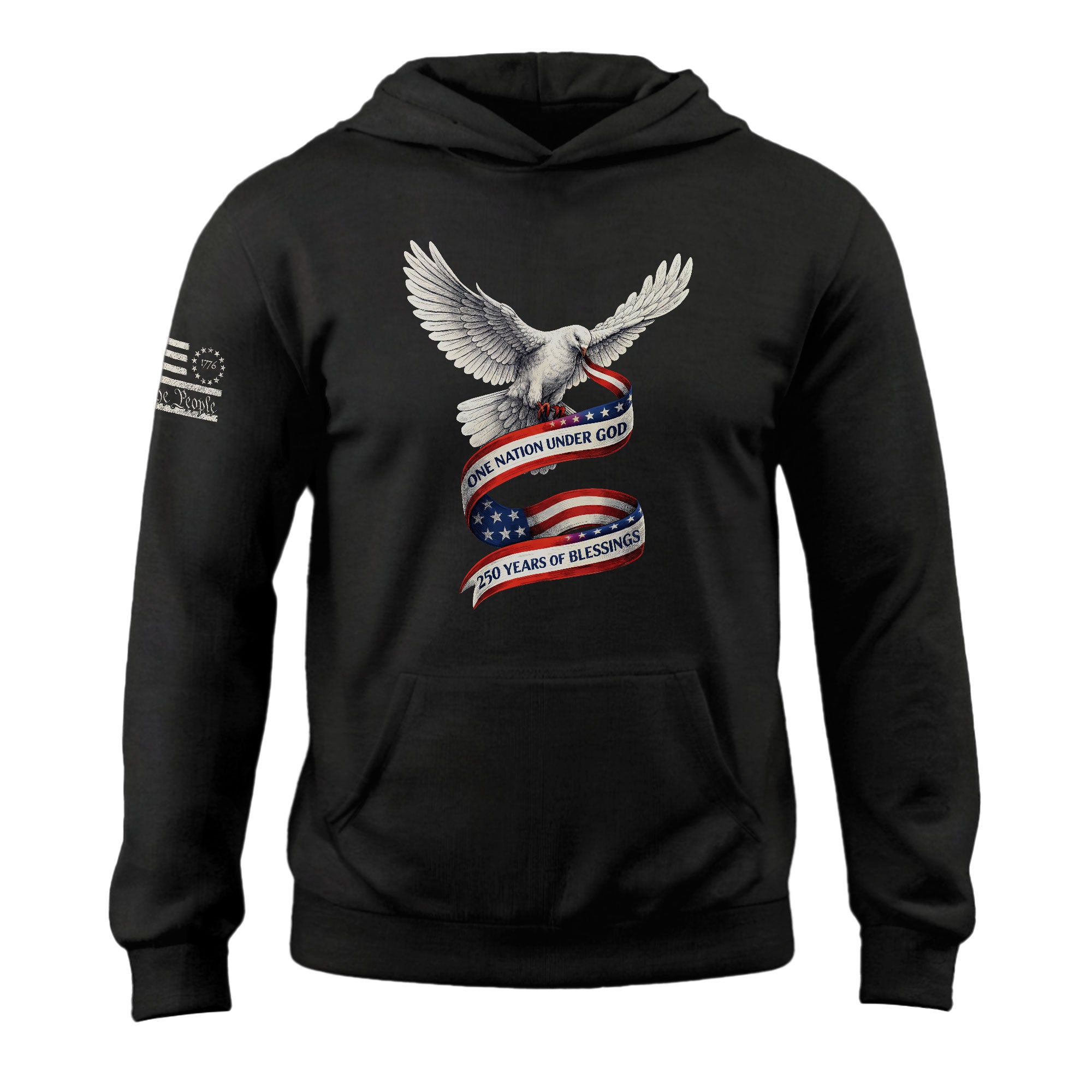 USA 250th Anniversary Christian Hoodie 1776-2026 One Nation Under God Dove Print