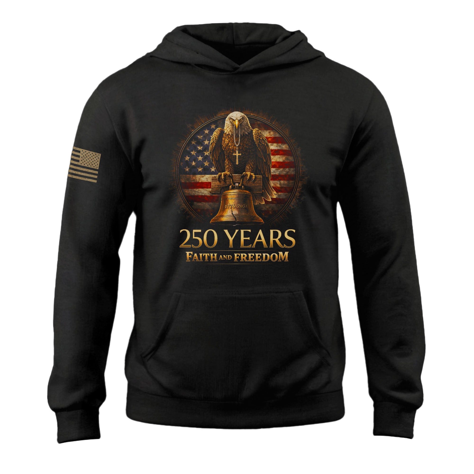 USA 250th Anniversary Hoodie 1776-2026 Eagle Liberty Bell One Nation Under God