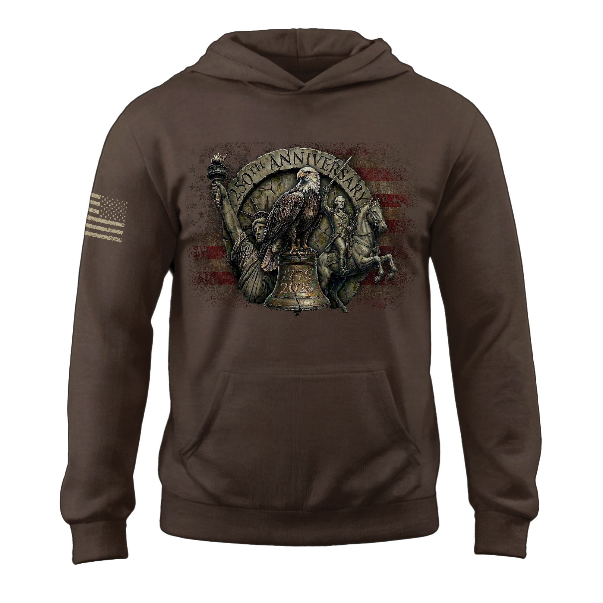 USA 250th Anniversary Hoodie 1776-2026 Liberty Bell George Washington Patriotic