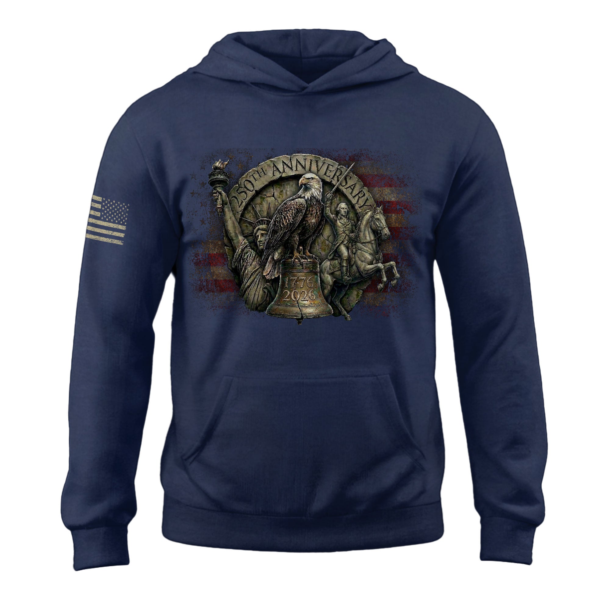 USA 250th Anniversary Hoodie 1776-2026 Liberty Bell George Washington Patriotic