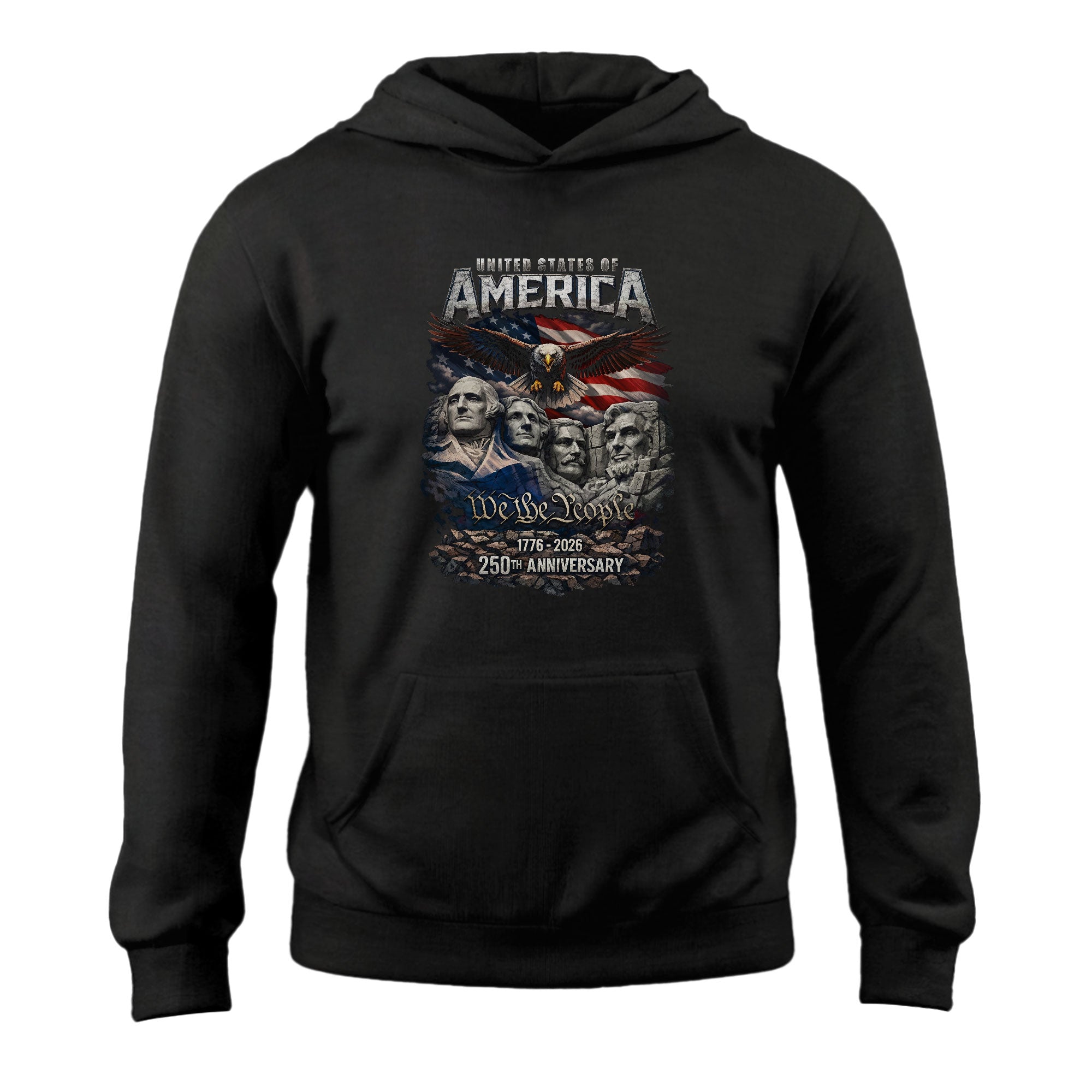 USA 250th Anniversary Hoodie 1776-2026 Vintage Bootleg Metallic We The People Eagle