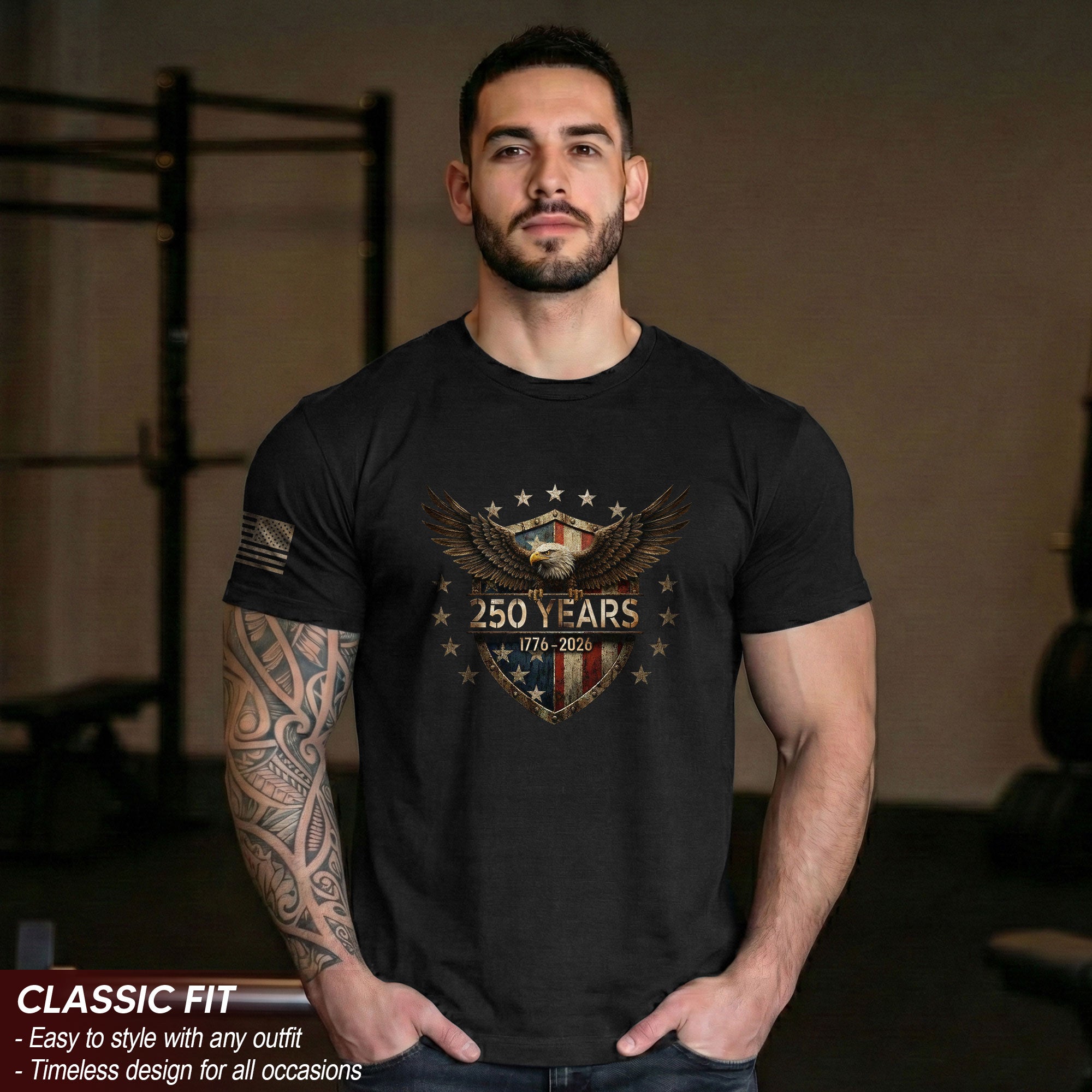 USA 250th Anniversary Men's T-Shirt 1776-2026 American Flag Eagle Patriotic