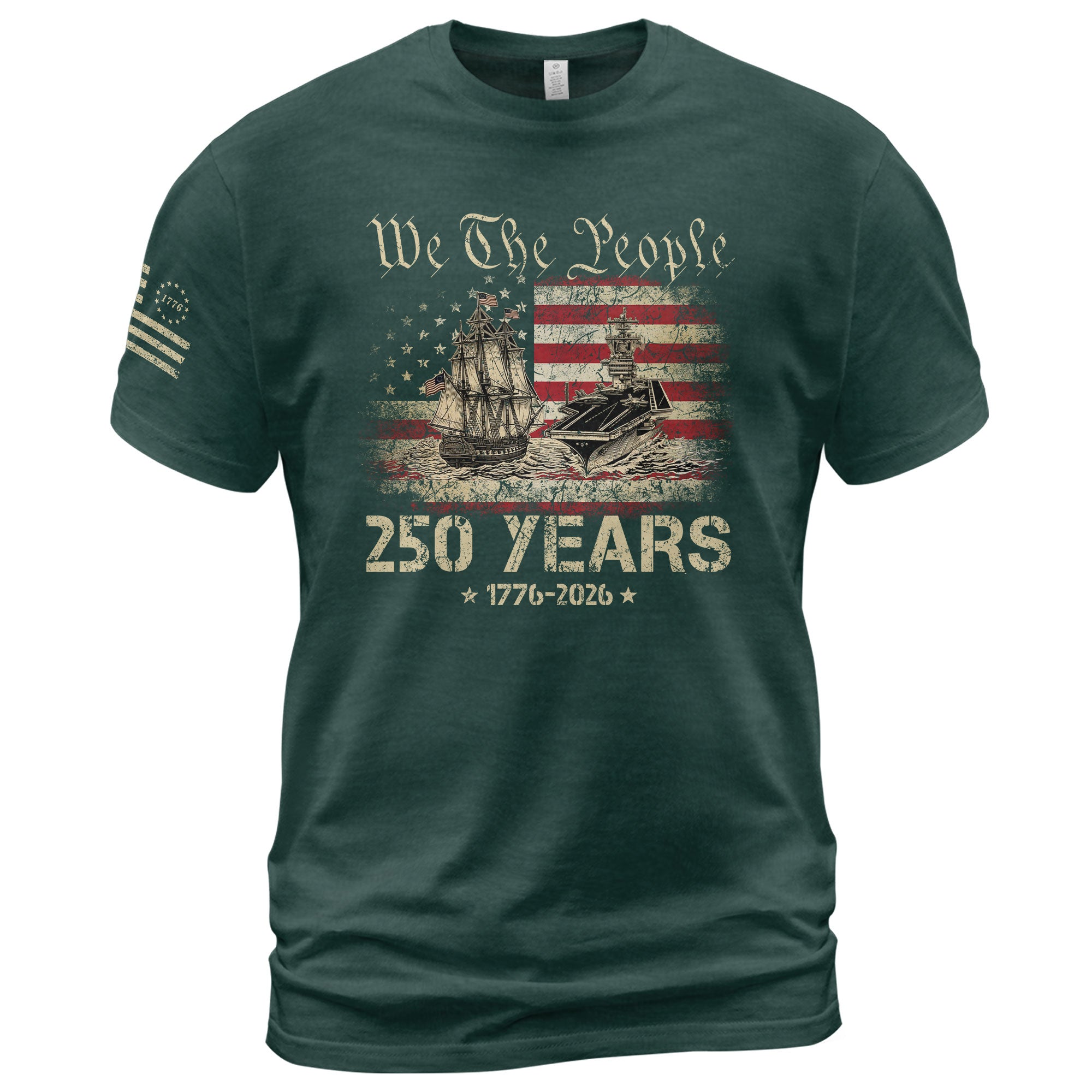 USA 250th Anniversary Navy Battleship We The People T-Shirt 1776-2026 Patriotic