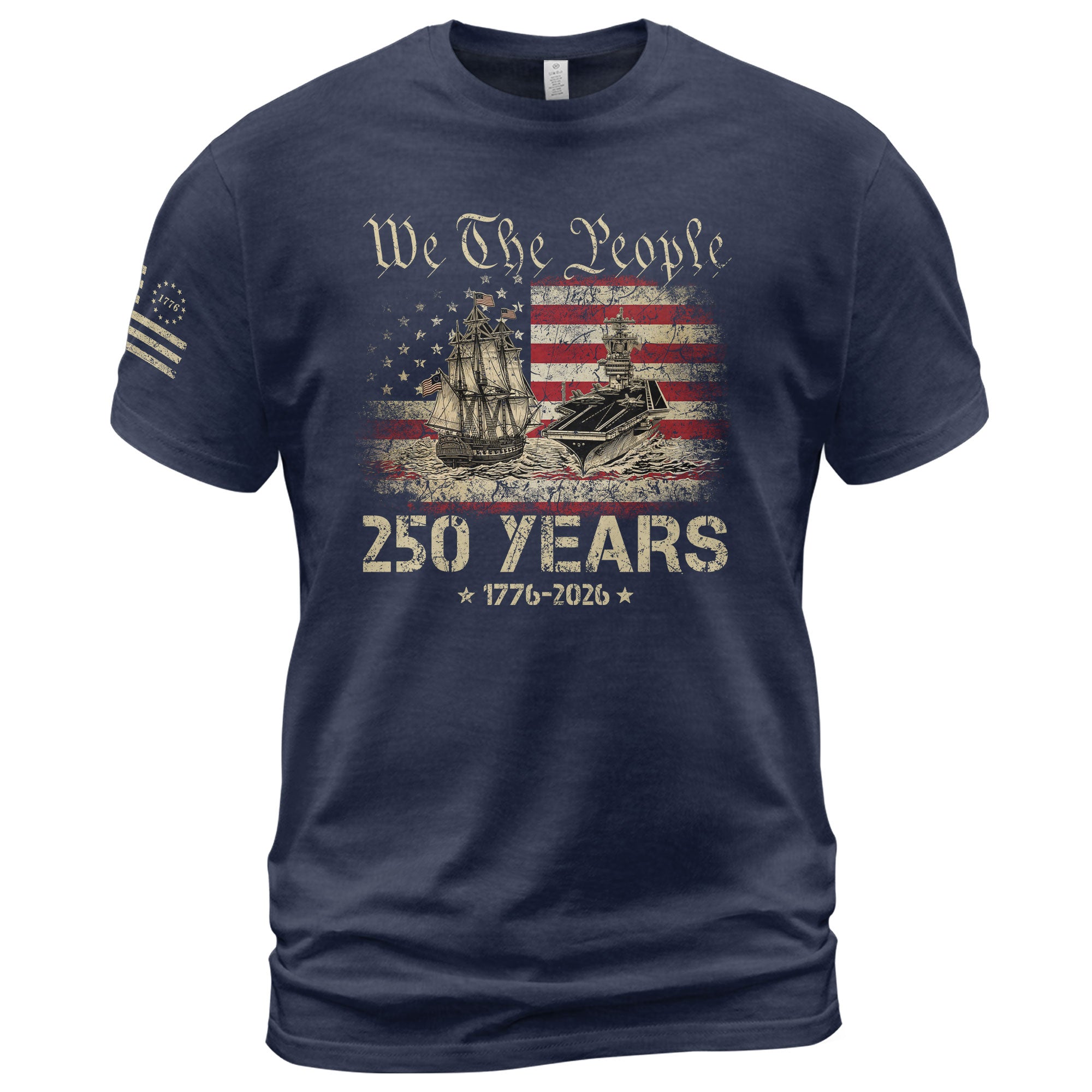 USA 250th Anniversary Navy Battleship We The People T-Shirt 1776-2026 Patriotic