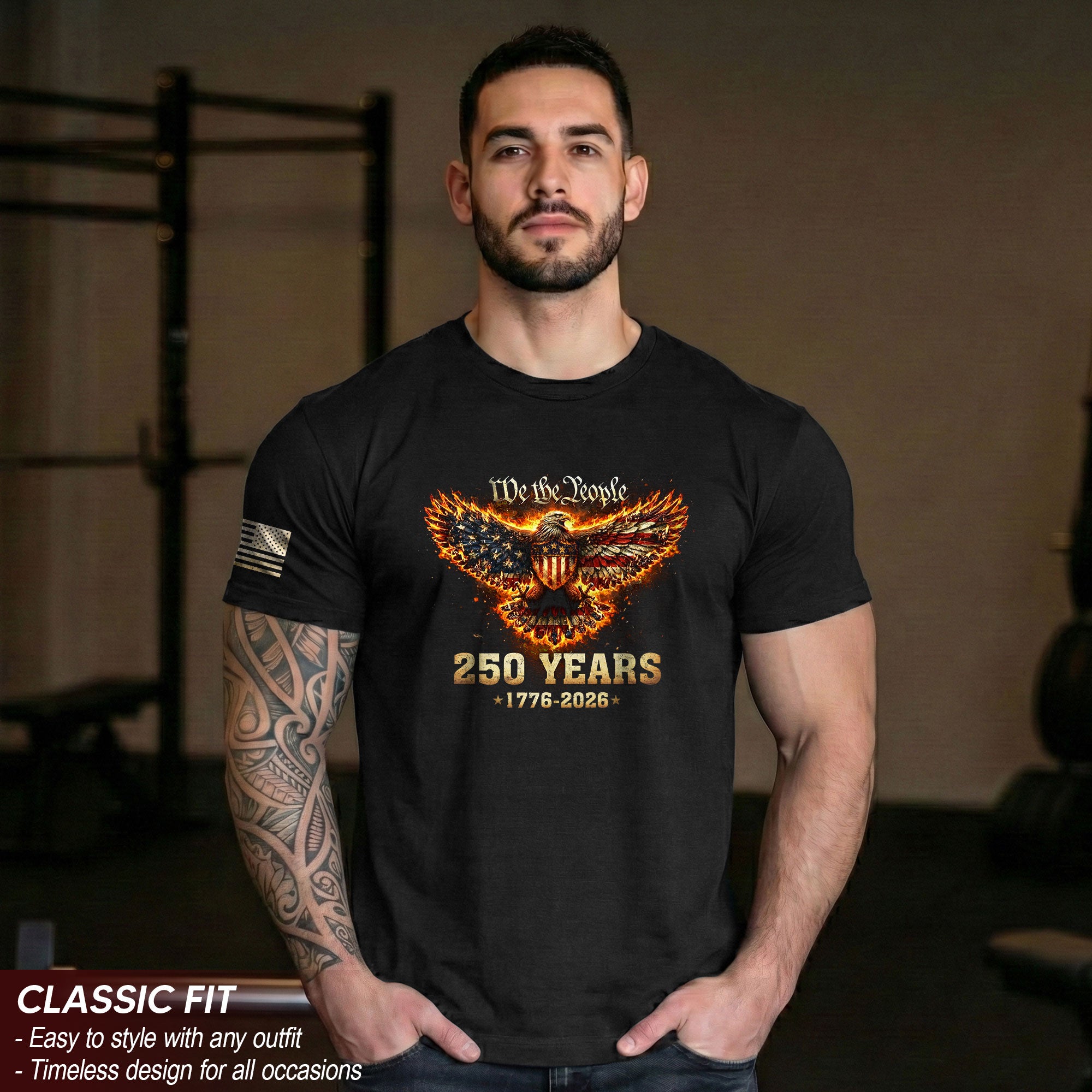 USA 250th Anniversary T-Shirt 1776-2026 American Eagle We The People