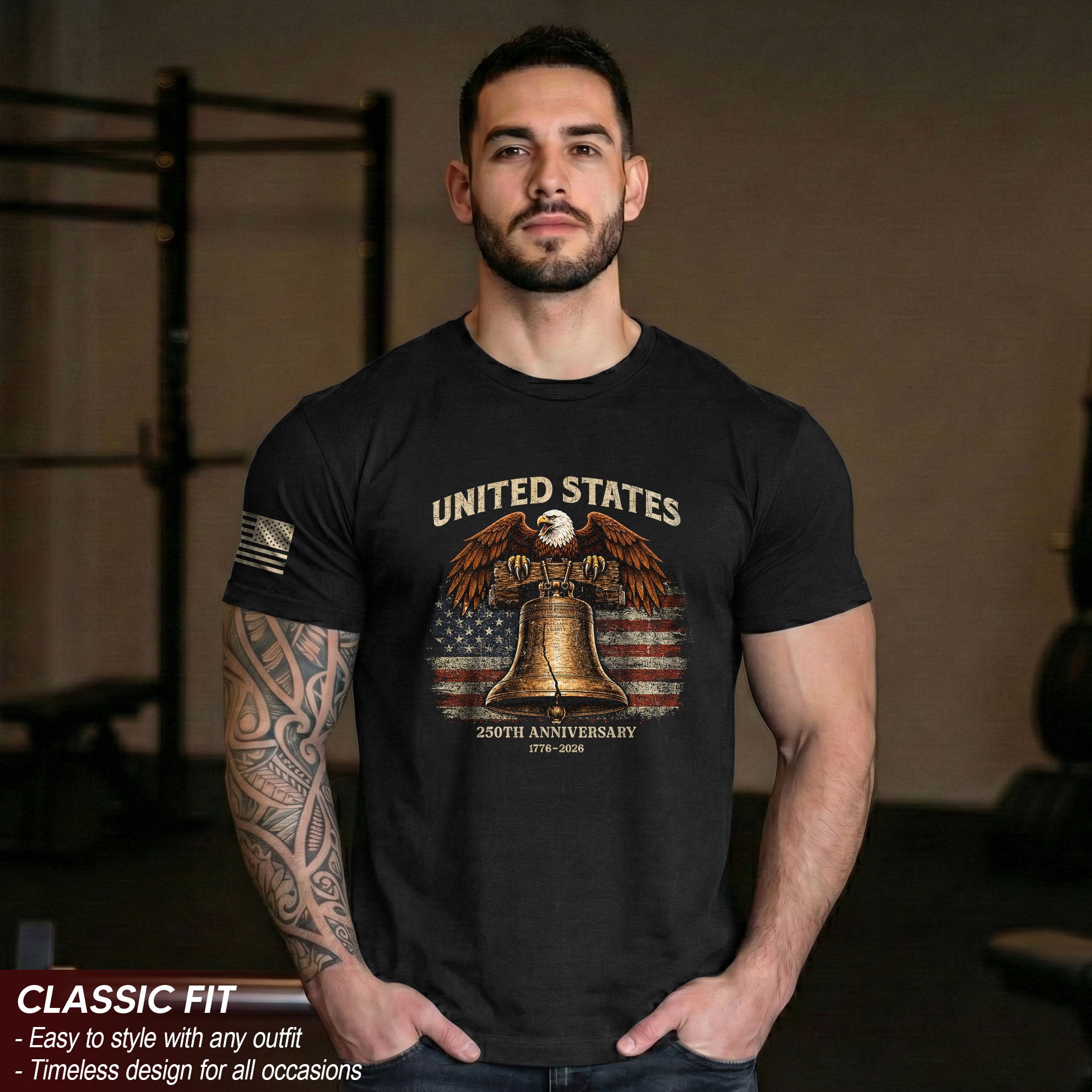 USA 250th Anniversary T-Shirt 1776-2026 Liberty Bell Eagle American Pride