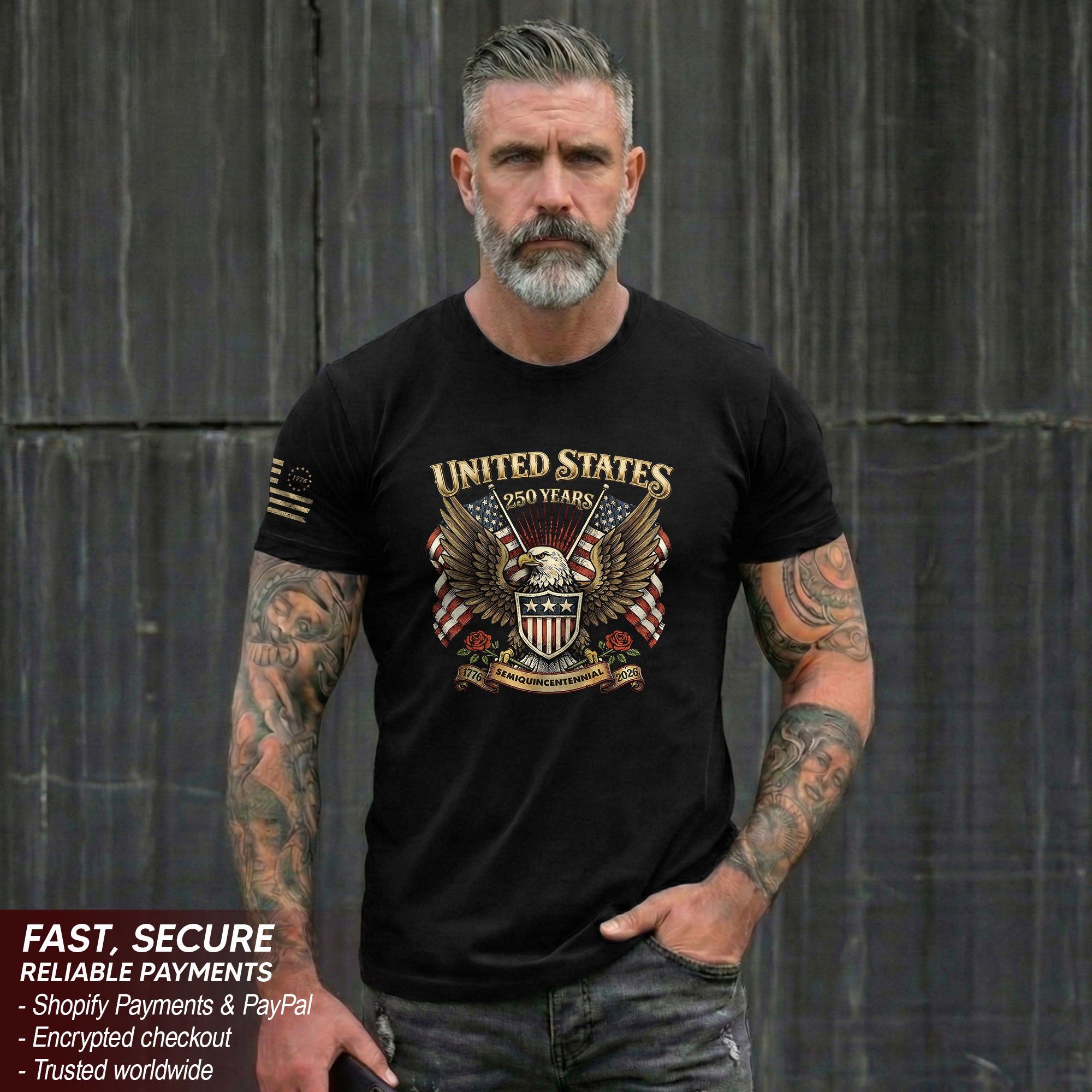 USA 250th Anniversary T-Shirt 1776-2026 Past Present Freedom Tribute