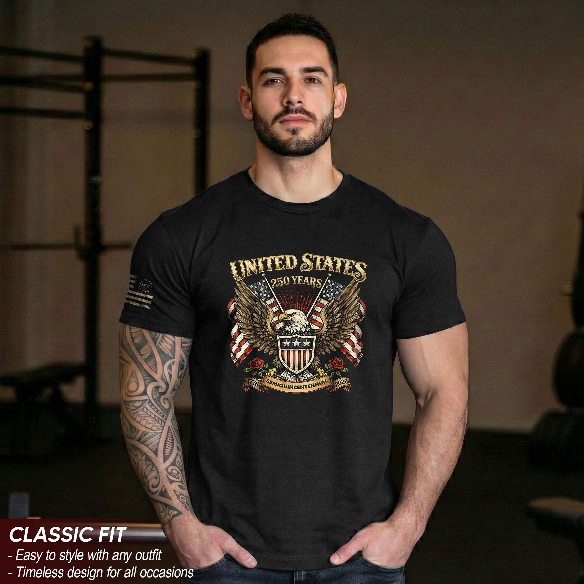 USA 250th Anniversary T-Shirt 1776-2026 Past Present Freedom Tribute