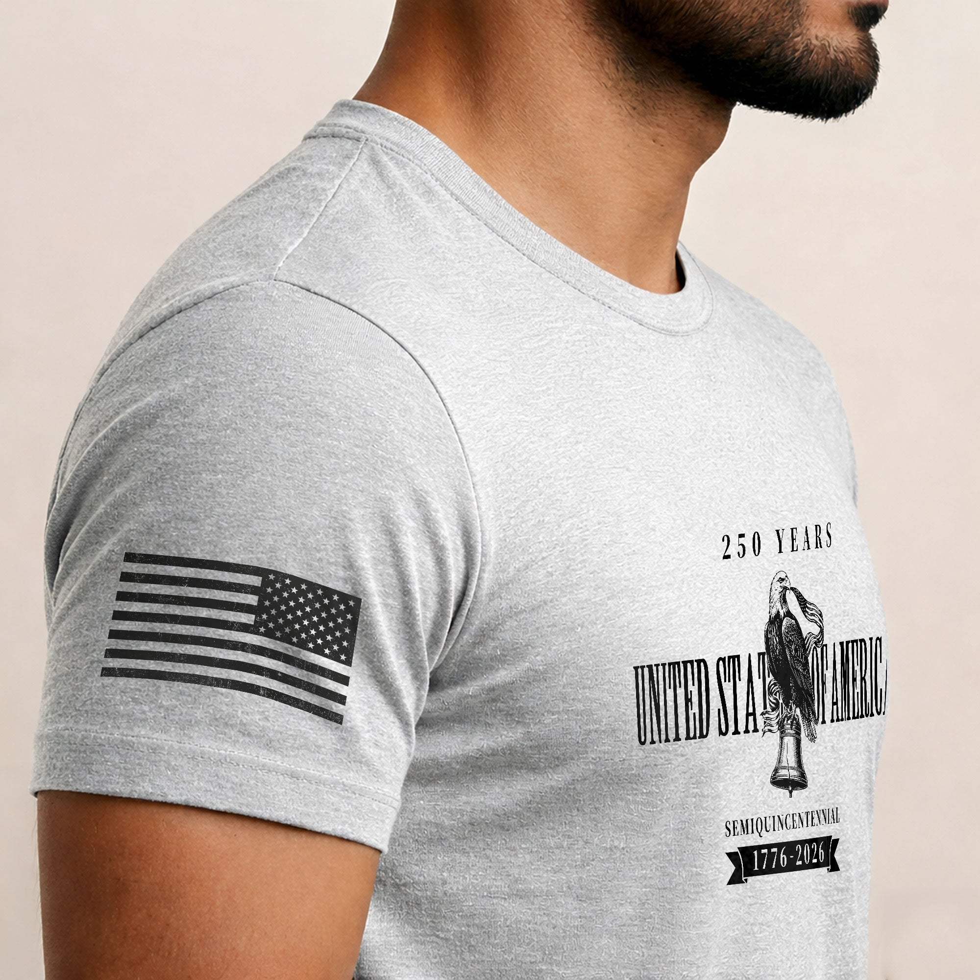 USA 250th Anniversary T-Shirt 1776-2026 Patriotic American Eagle Liberty Bell Men's Shirt