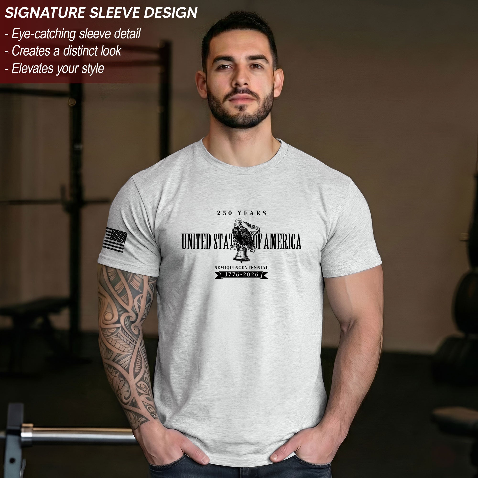 USA 250th Anniversary T-Shirt 1776-2026 Patriotic American Eagle Liberty Bell Men's Shirt