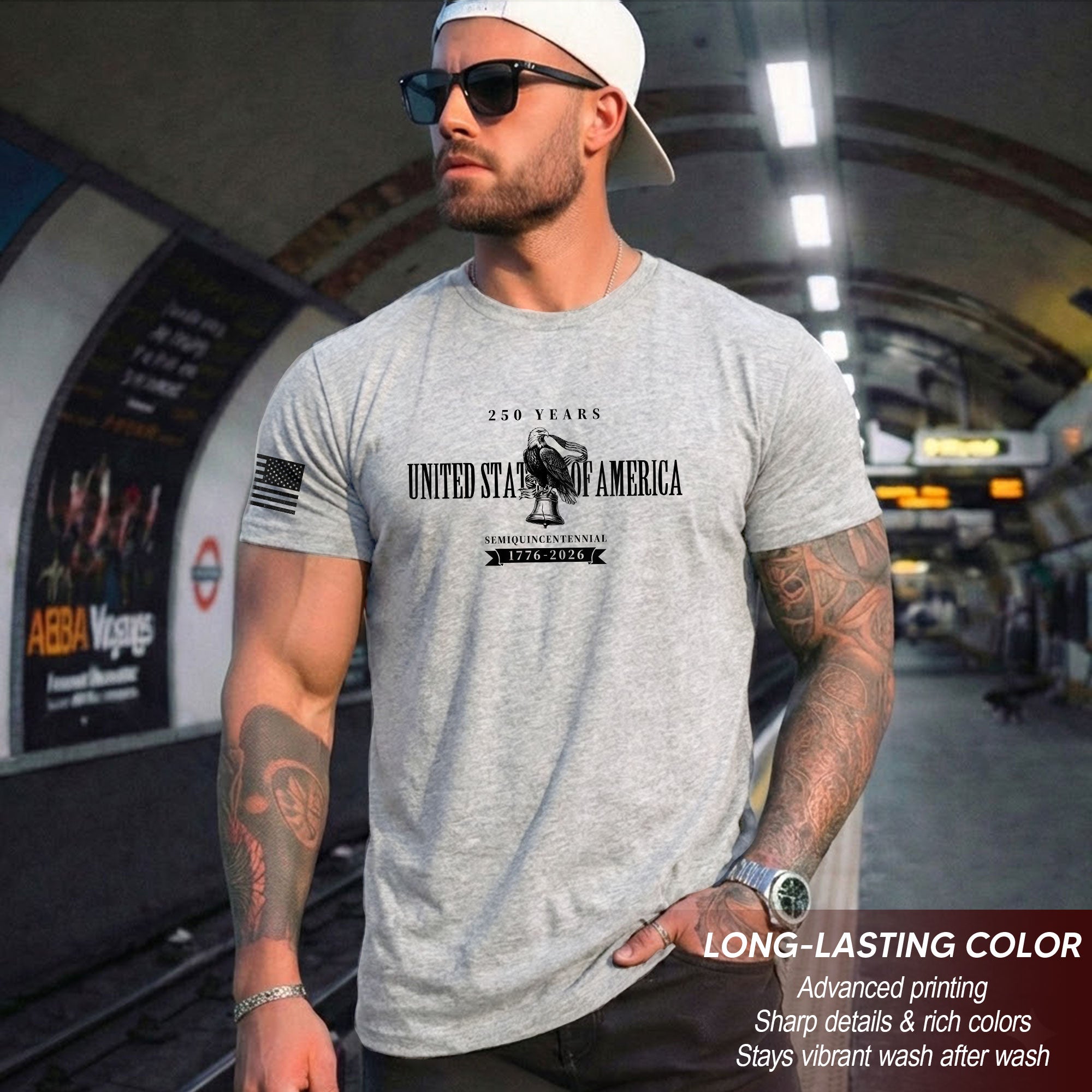 USA 250th Anniversary T-Shirt 1776-2026 Patriotic American Eagle Liberty Bell Men's Shirt