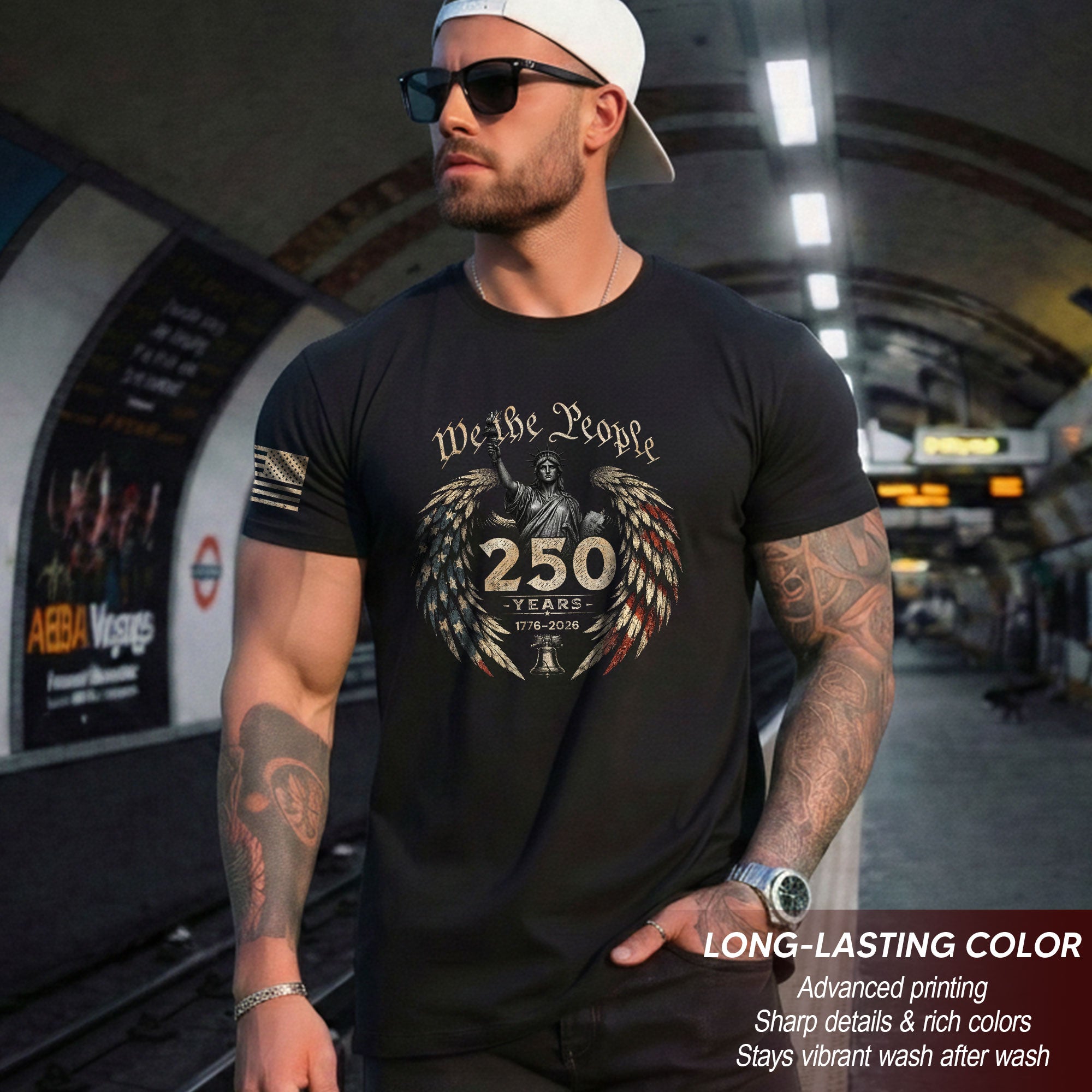 USA 250th Anniversary We The People Statue of Liberty Patriotic T-Shirt for Men